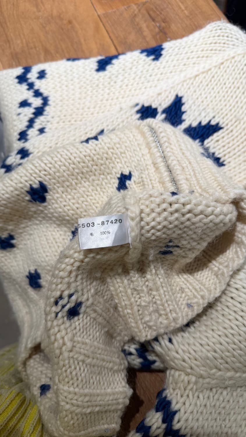 커니 하우스 아이보리 퓨어울 노르딕 코위찬 니트집업 상품이미지9