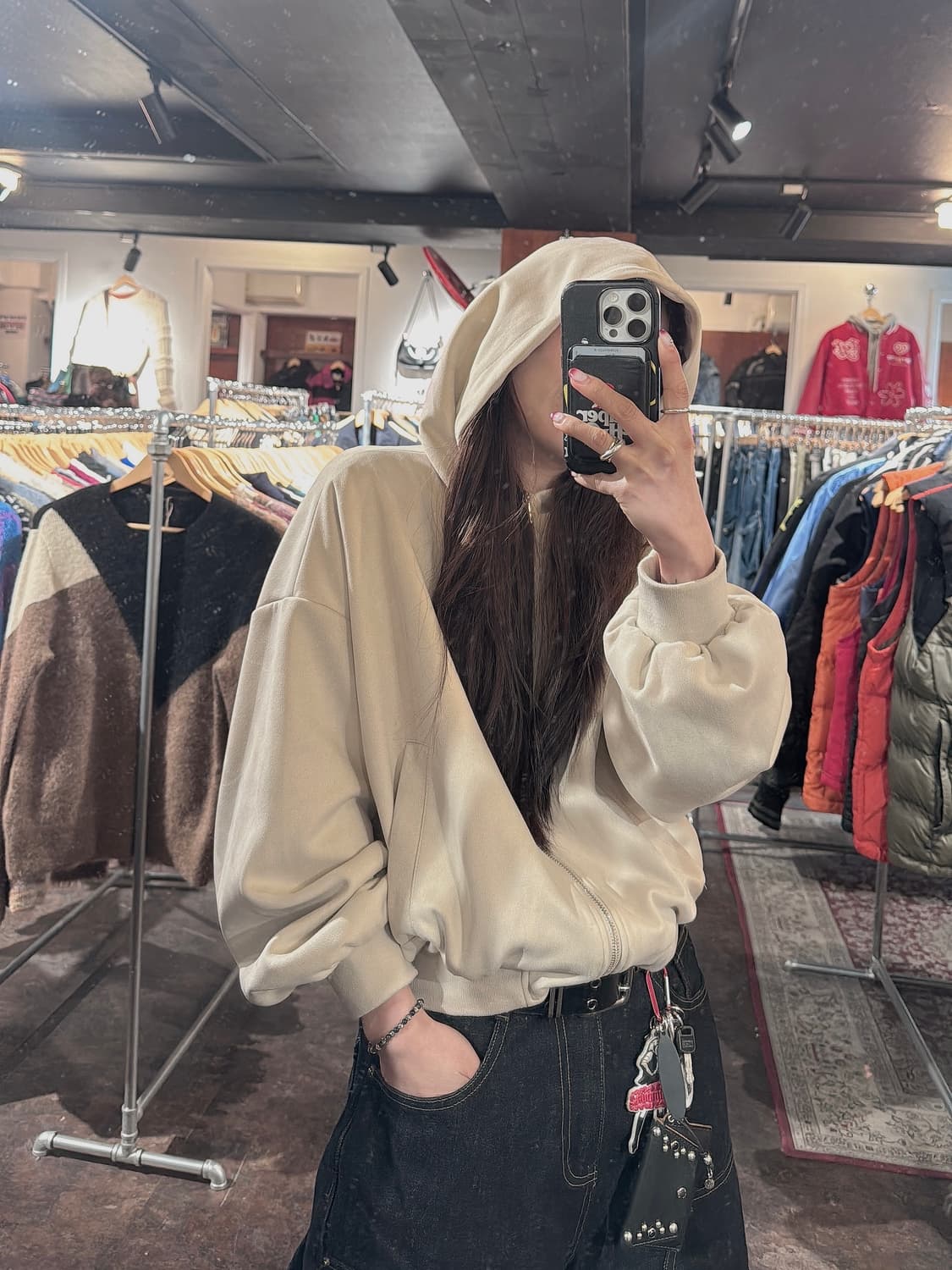 ZARA 자라 스웨이드 크롭 후드 집업 자켓 M 상품이미지7