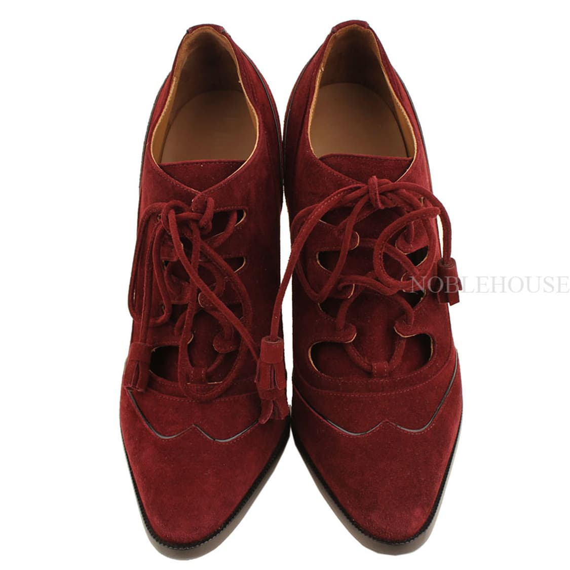 에르메스 버건디 스웨이드 레이스업 부티 36 상품이미지2