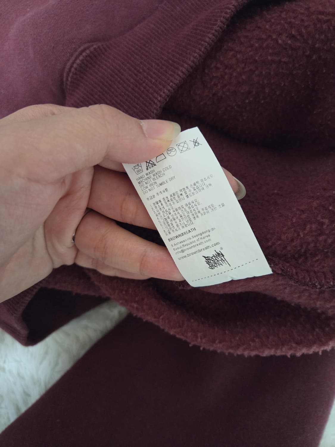 브라운브레스 버건디 후드티 S 상품이미지7