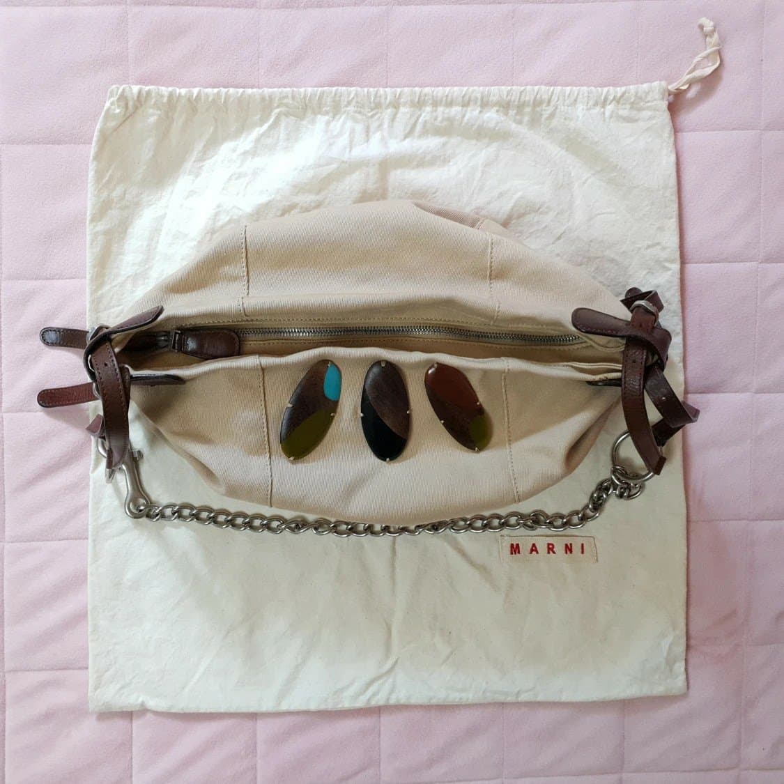 명품 MARNI 마르니 아카이브 조형장식 포인트 체인스트랩 숄더백 상품이미지9