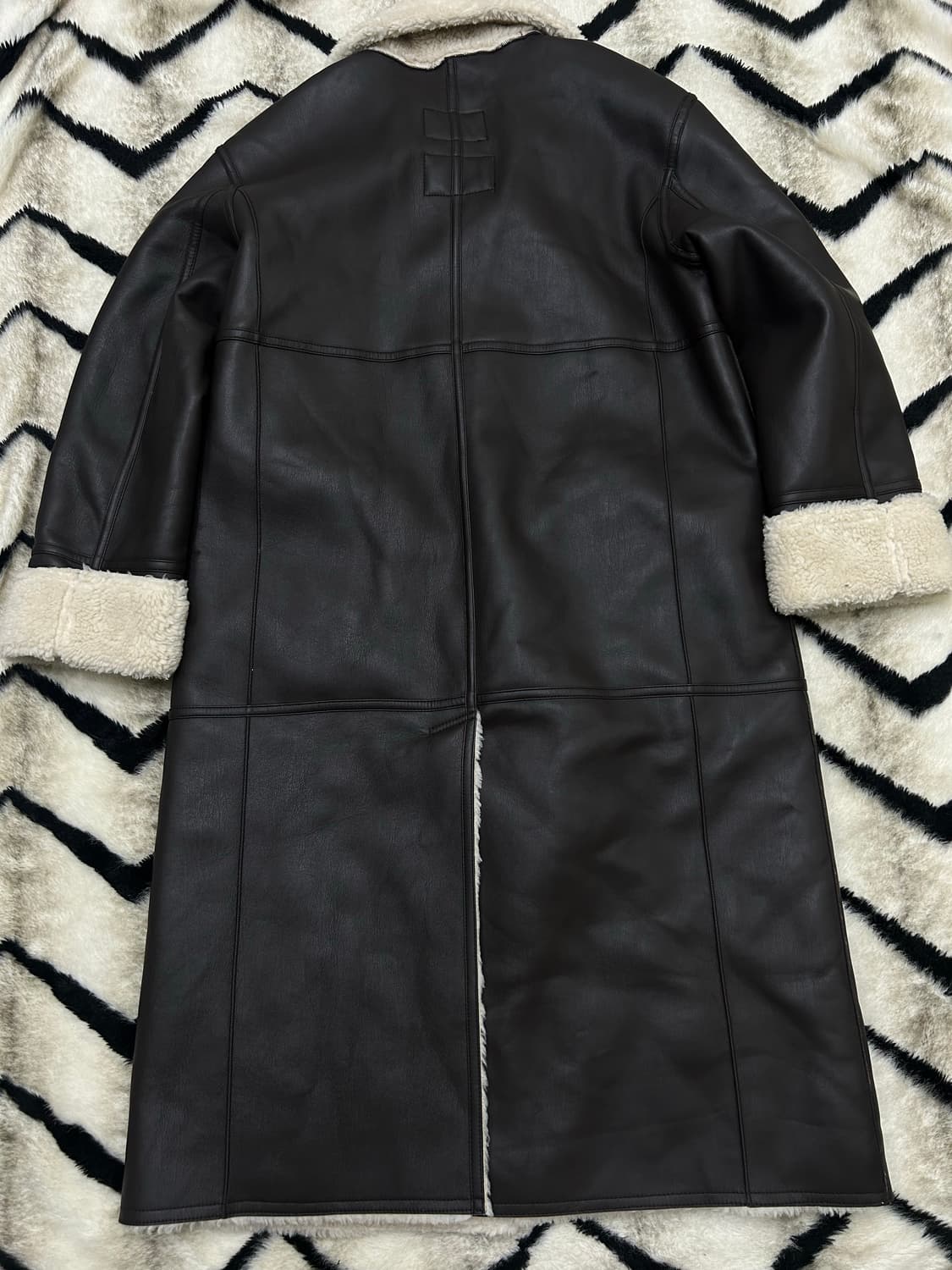 [3]인스턴트펑크 함성가죽 롱 무스탕/브라운 상품이미지5