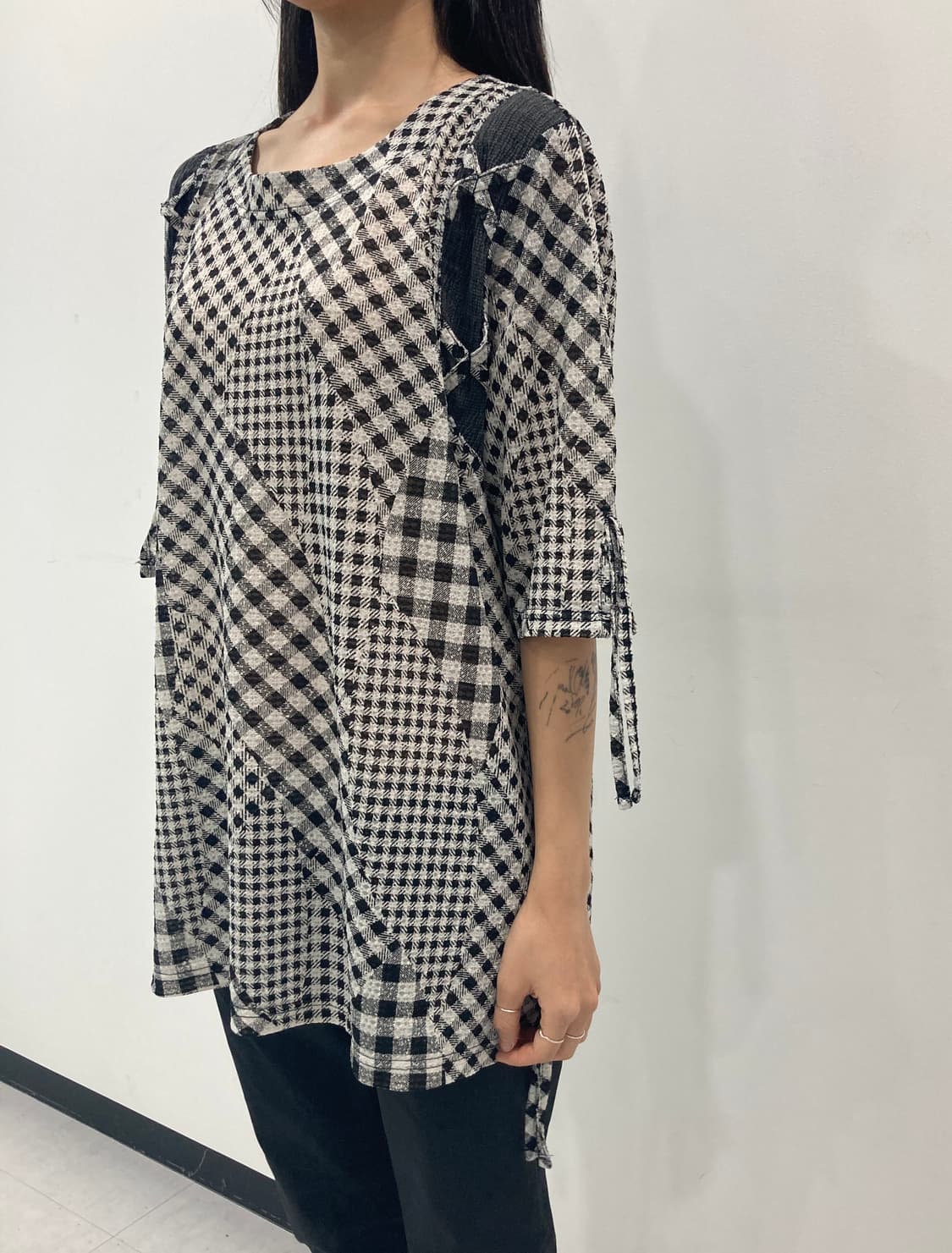 Check patchwork strap ops 상품이미지2