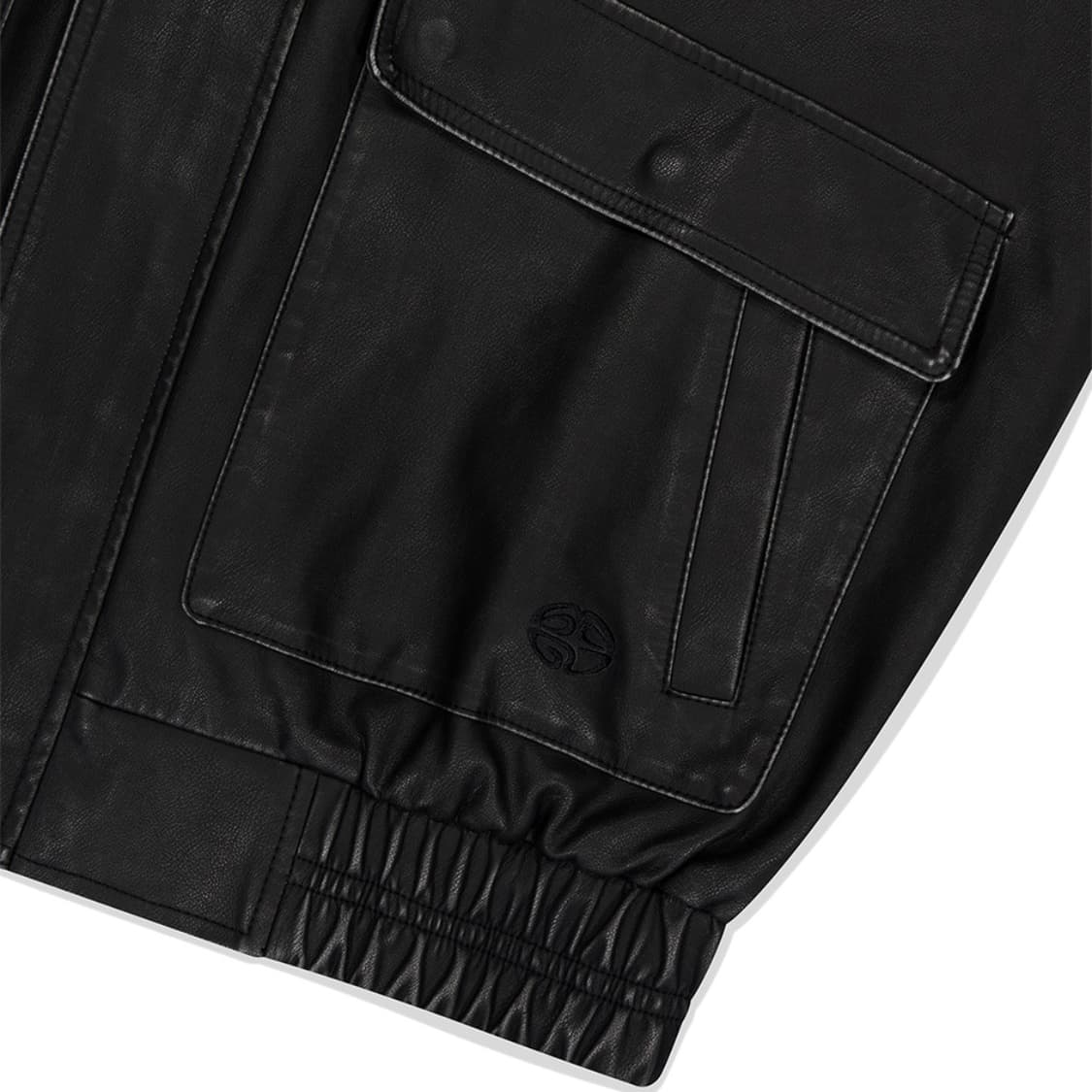 WASHED FAUX LEATHER BLOUSON BLACK|레더자켓 상품이미지5