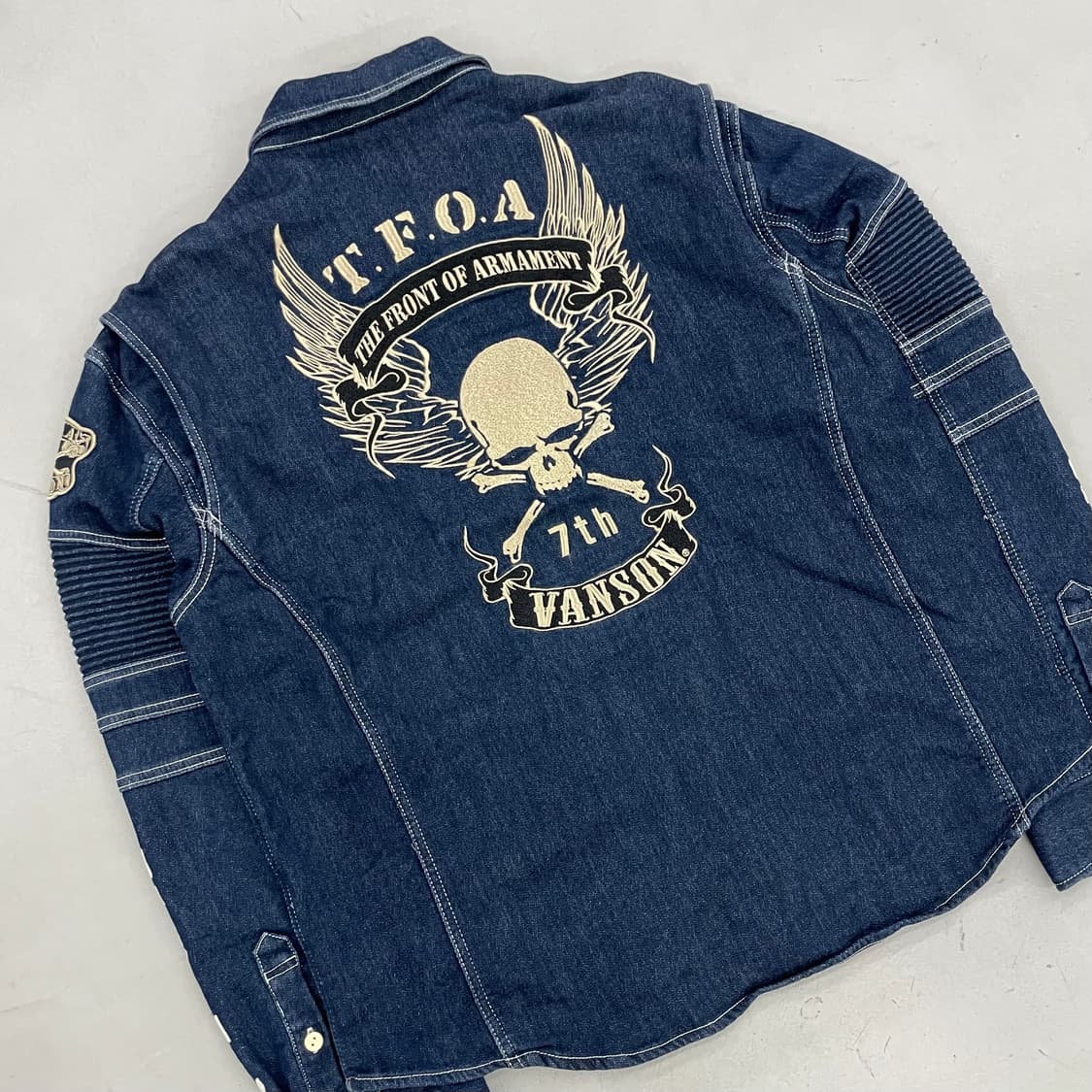 밴슨 바이커 스컬 해골 데님 셔츠형 집업 자켓 상품이미지2