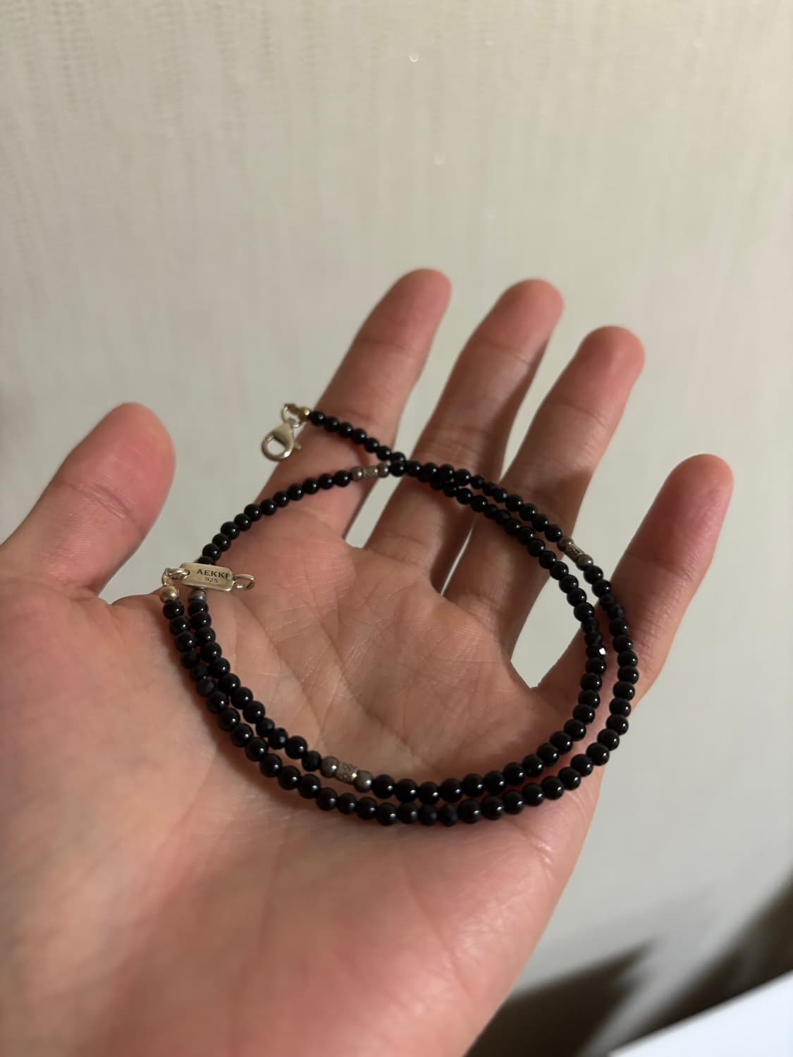 애끼 에스닉 천연 남자 원석목걸이(블랙오닉스42cm) 상품이미지2