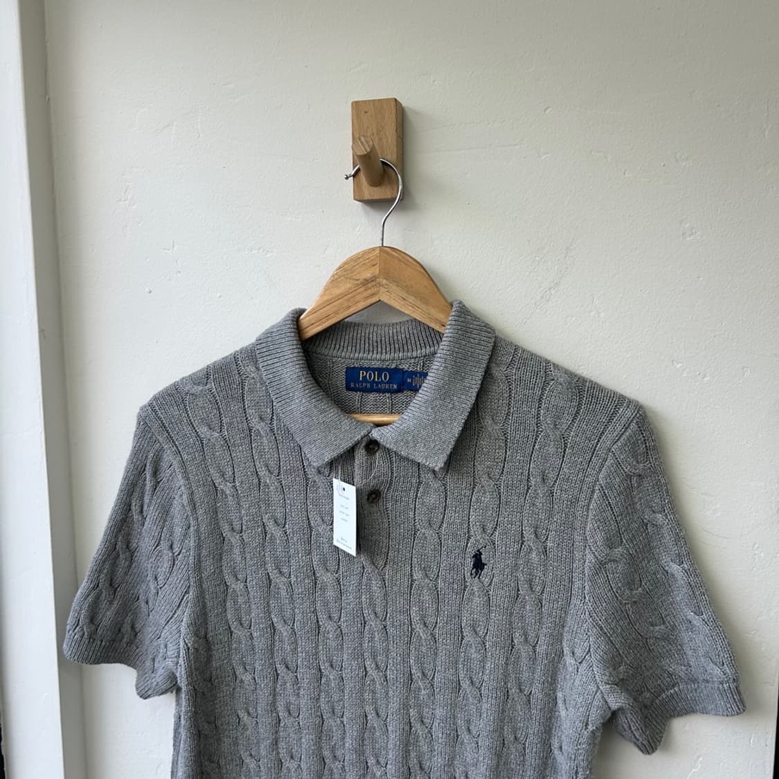 16031 - 폴로 랄프로렌 그레이 케이블 반팔 카라 니트 상품이미지1