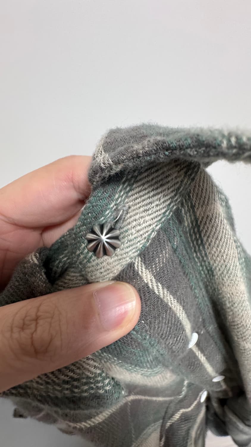 [M] RRL 슬림핏 웨스턴 콘쵸 플레이드 체크 플란넬 트윌 셔츠 상품이미지5