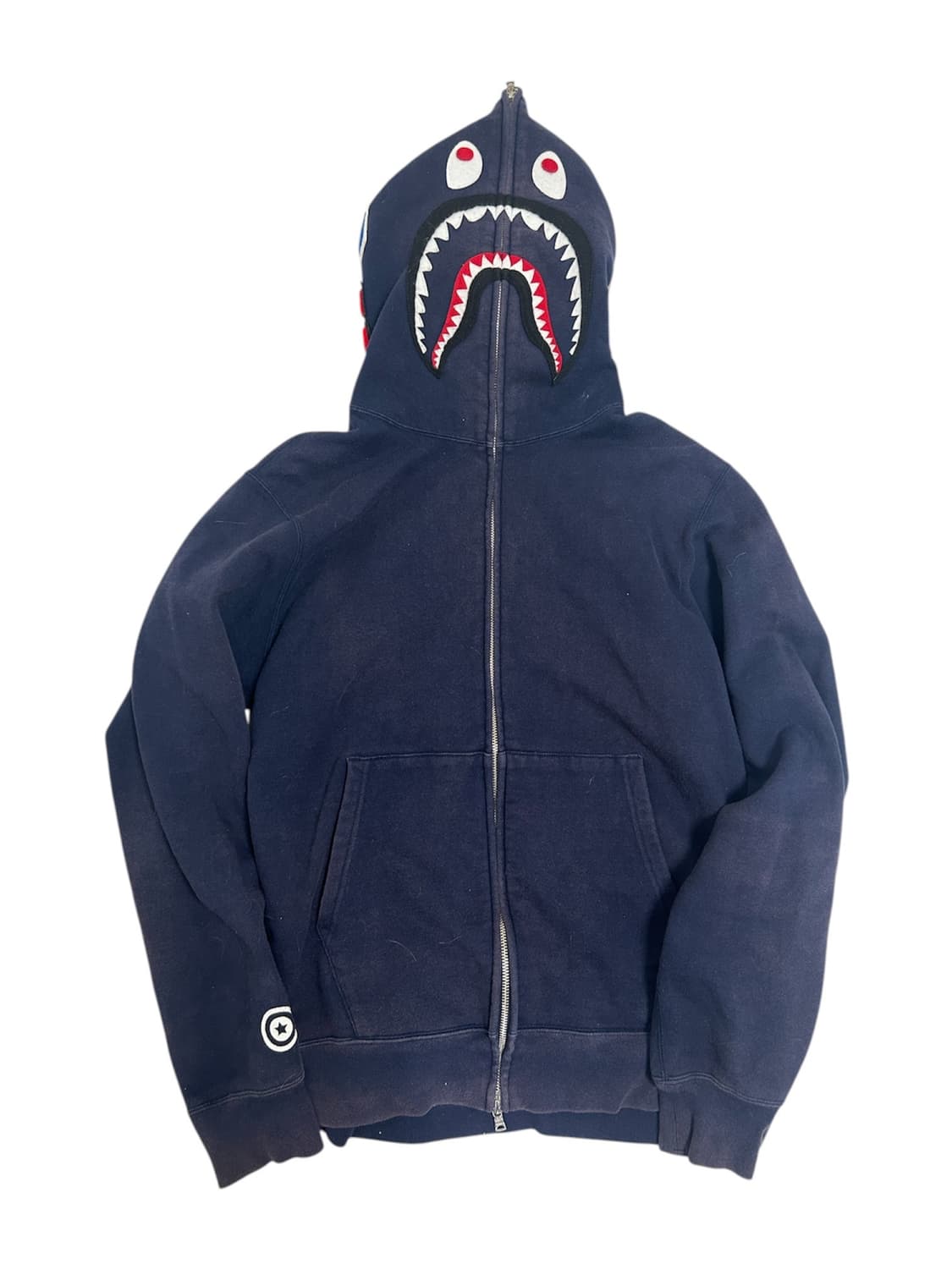 BAPE 샤크 후드집업 (남색, 변색 있음) 상품이미지1