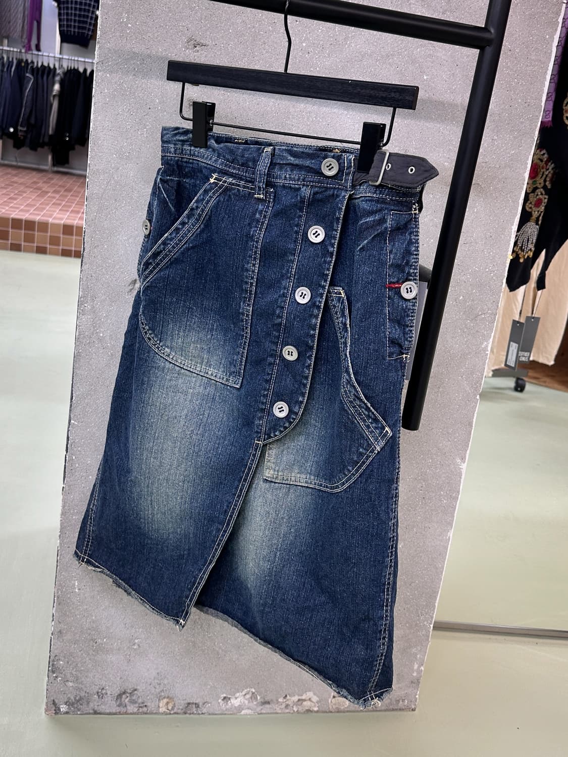 belted denim wrap skirt  상품이미지5