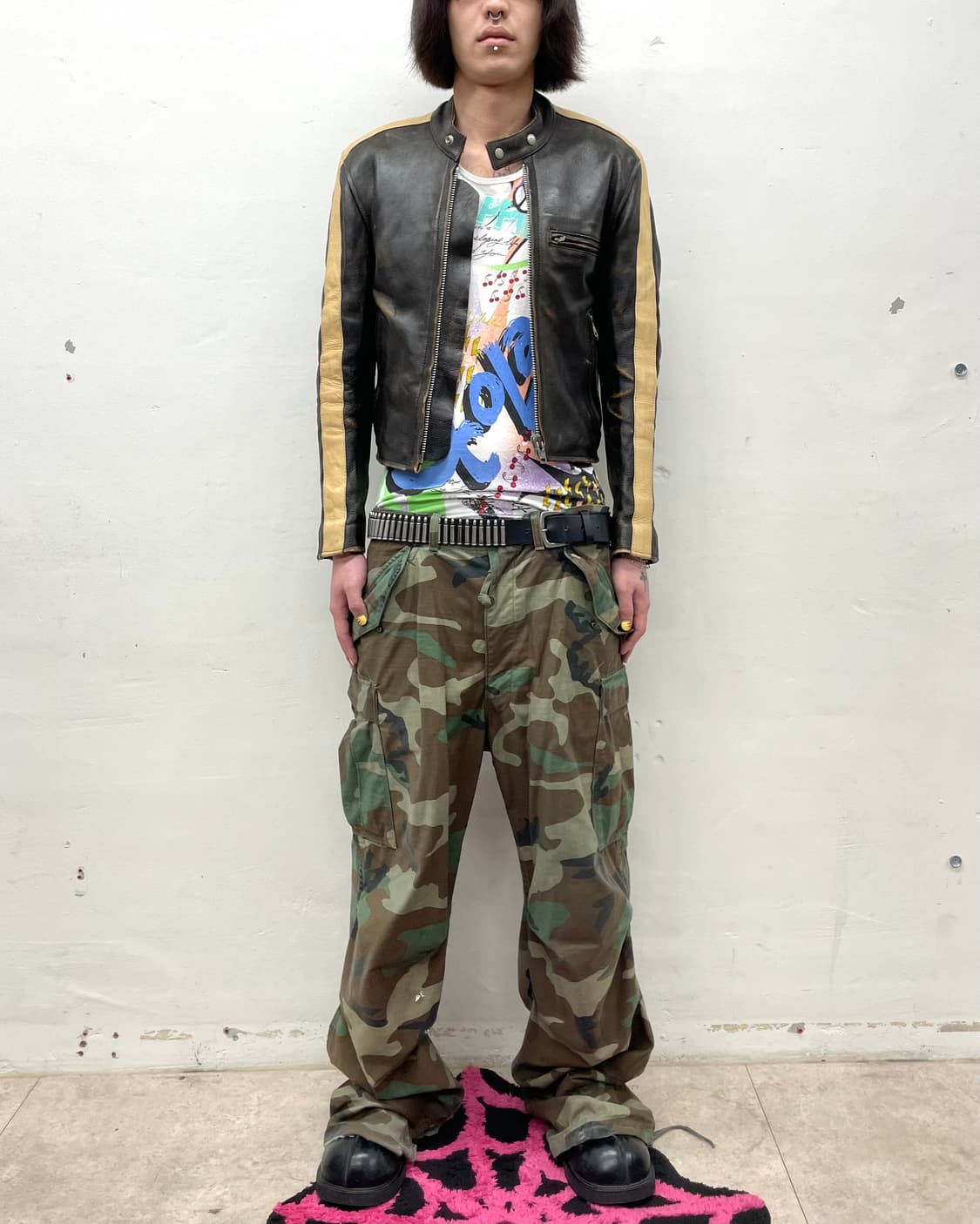 Brown Leather Biker Jacket  상품이미지5