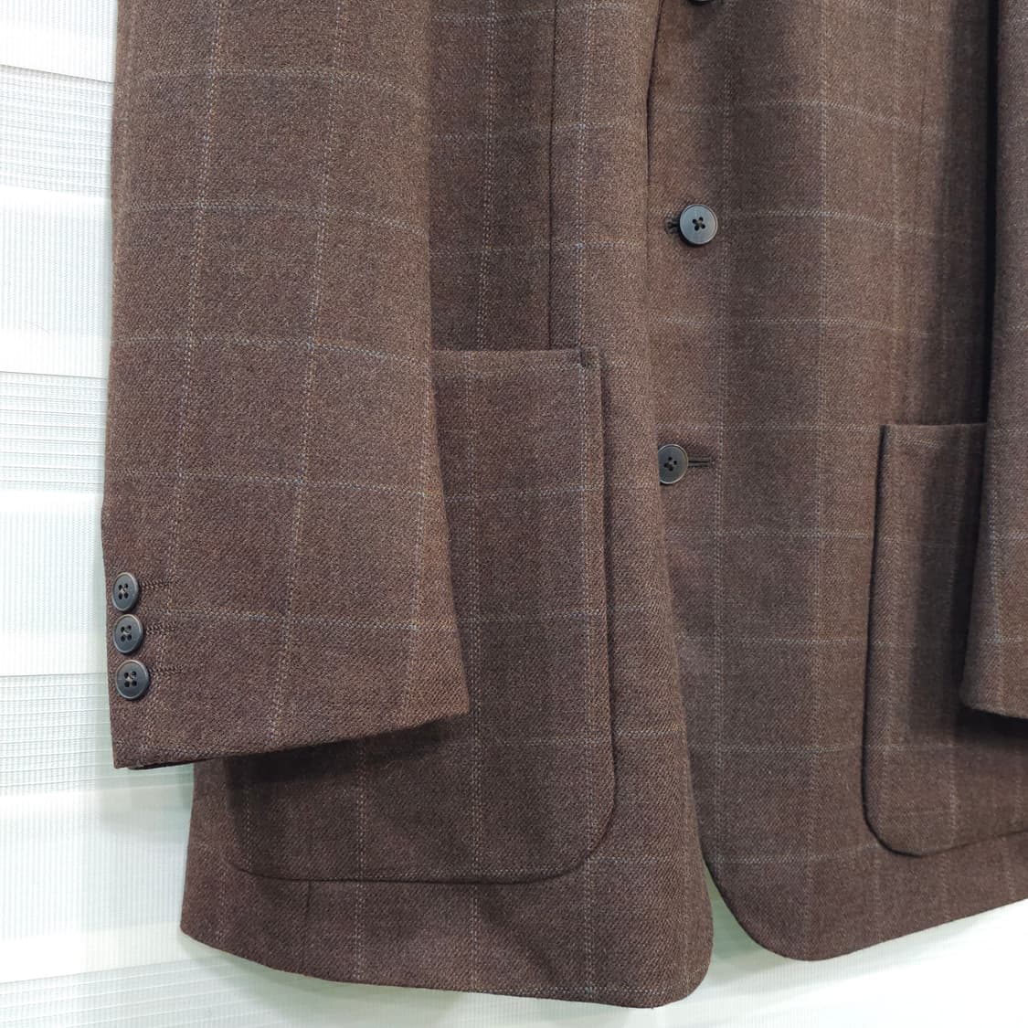 JAPAN 빈티지 체크울 3버튼 블레이져 자켓- L 상품이미지3
