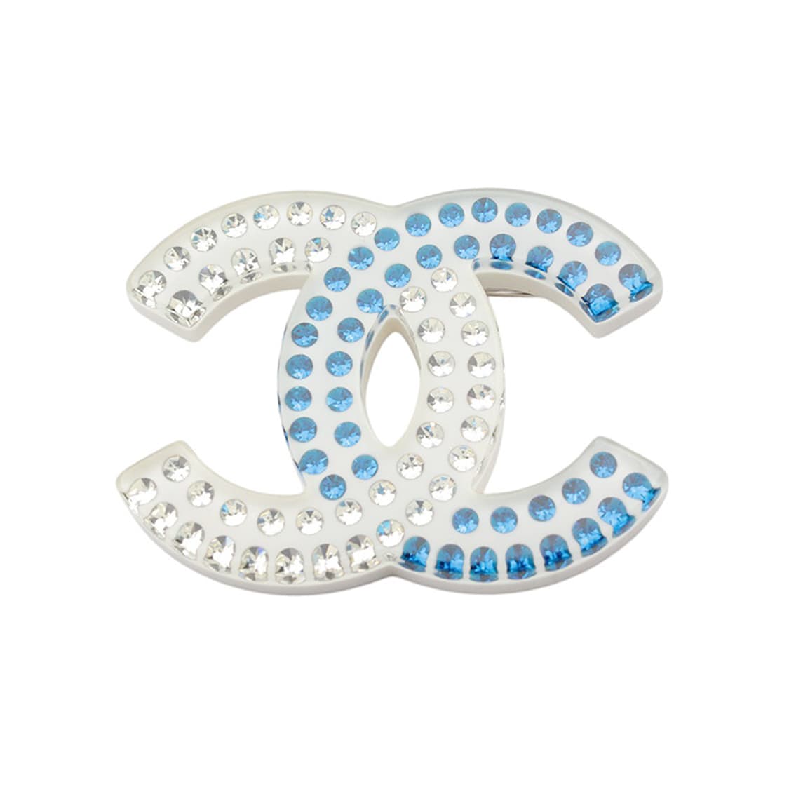 샤넬 화이트 블루 스트라스 CC 로고 브로치 상품이미지1