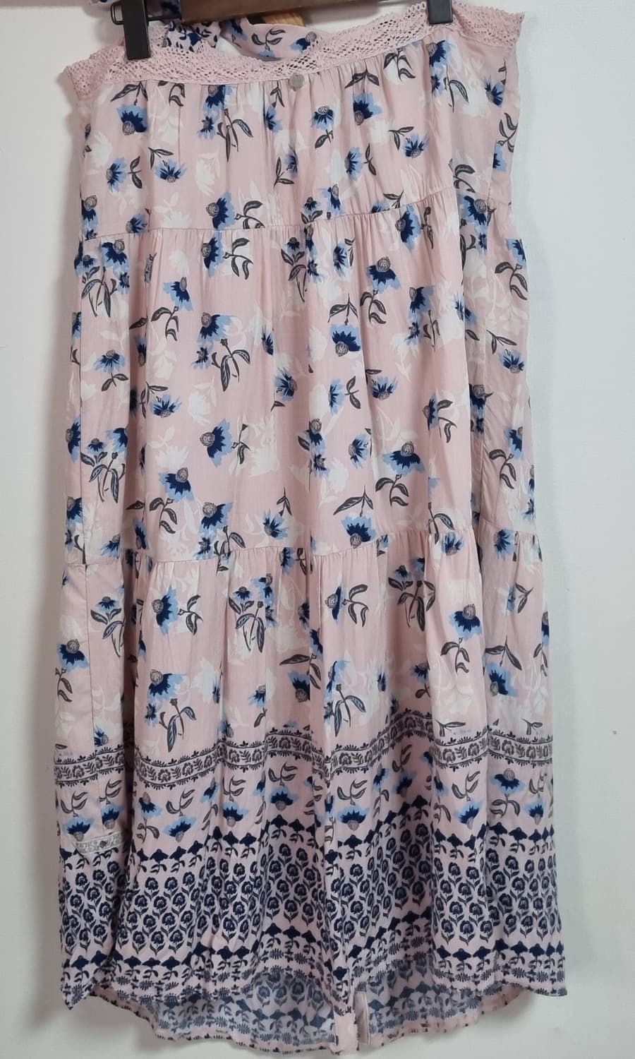 S ) 써스데이아일랜드 핑크+하늘색 꽃무늬 끈 원피스 상품이미지5