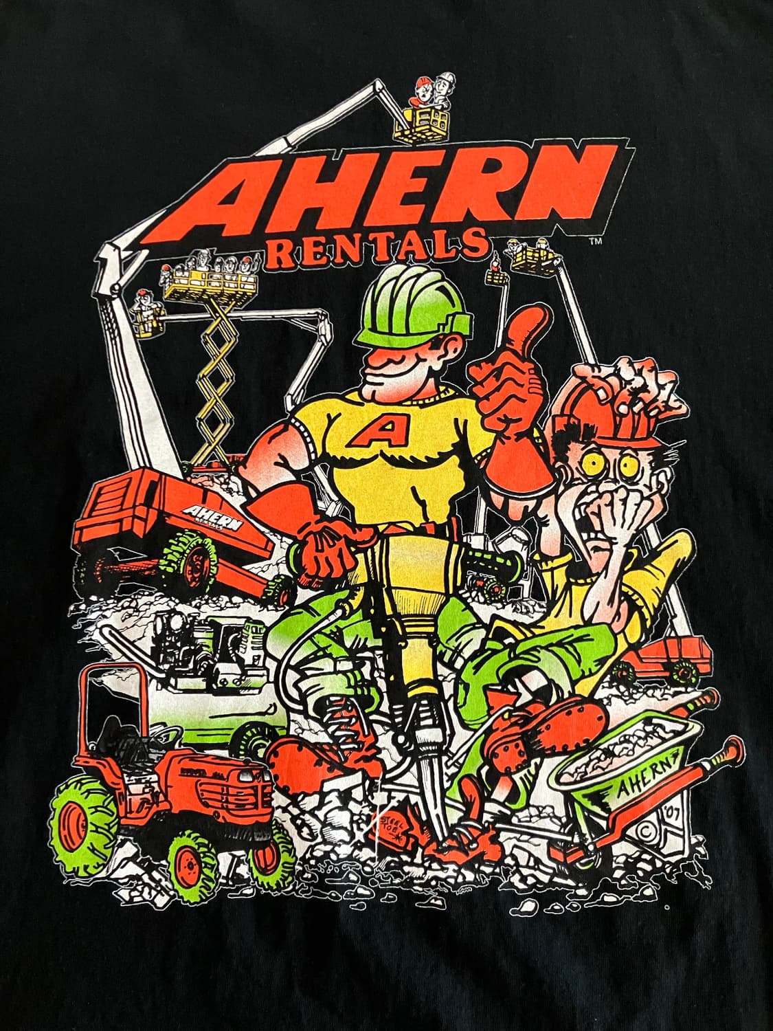 길단 사의 AHERN RENTALS 중장비 티셔츠 3XL 구제 빈티지  상품이미지1