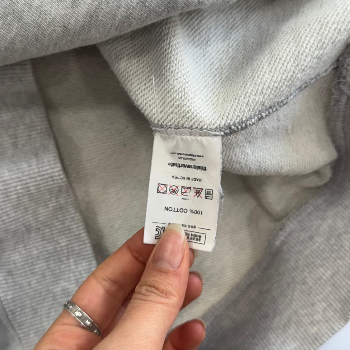 Thisisneverthat 디스이즈네버뎃 네이비 로고 그레이 후드티   상품이미지6