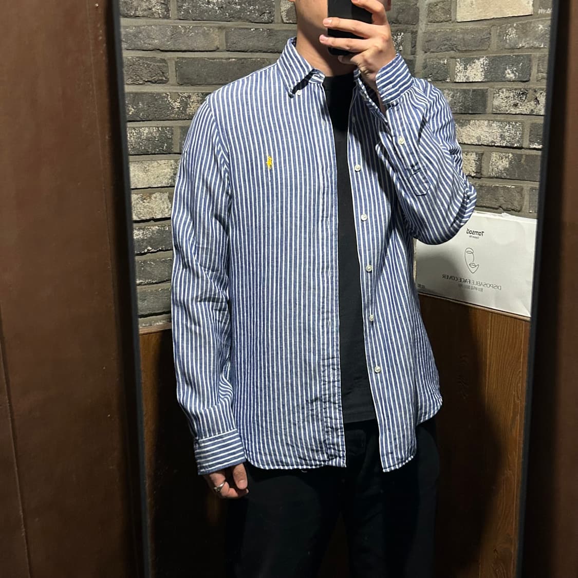 M) 폴로 랄프로렌 클래식핏 스트라이프 린넨 셔츠 상품이미지8