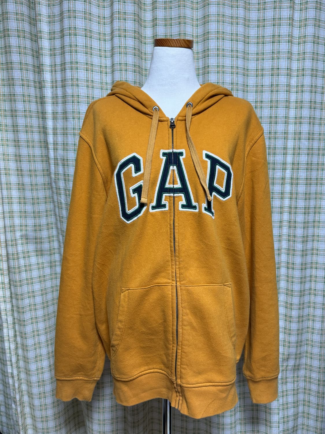 Gap 갭 후드집업 머스타드 겨자 + 그린네이비로고 상품이미지2