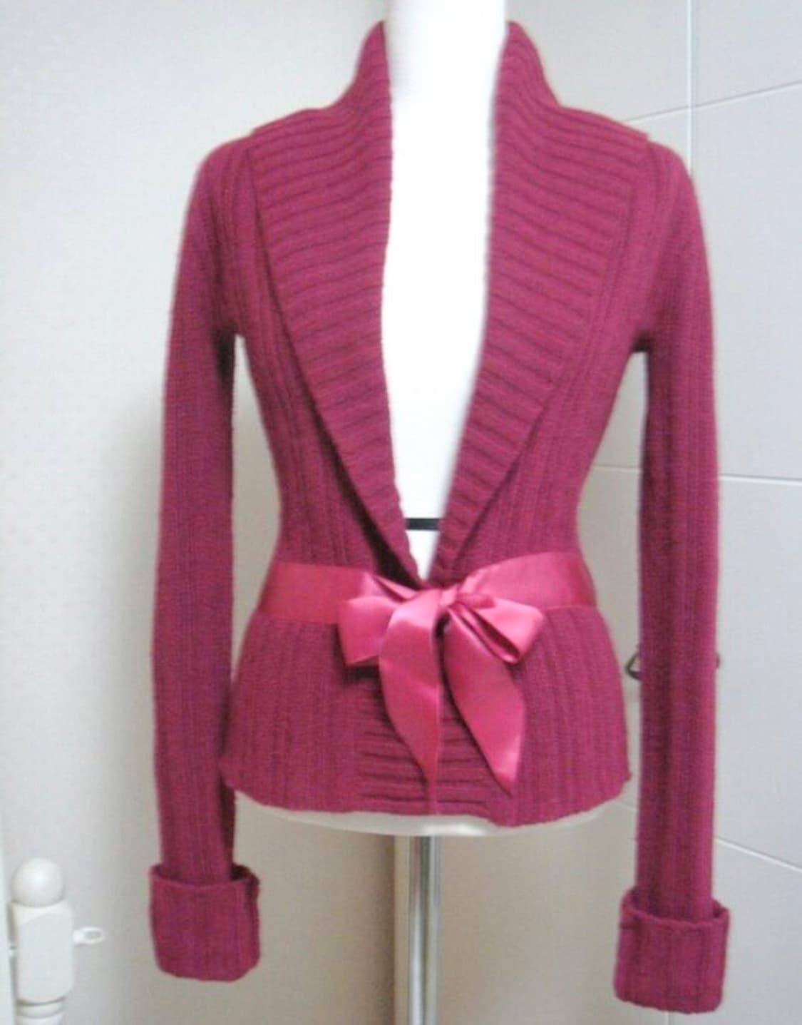 홀리스터디쟈인 리본 버건디 가디건/타이트핏 55 상품이미지2