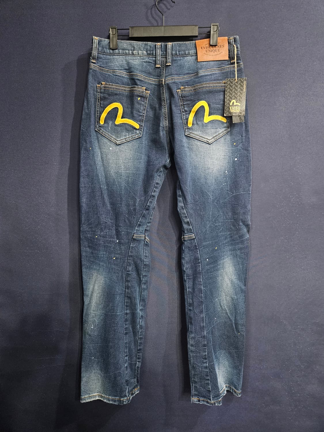 에비수 블루 남성 슬림핏 허리 32 스판 데님팬츠  상품이미지2