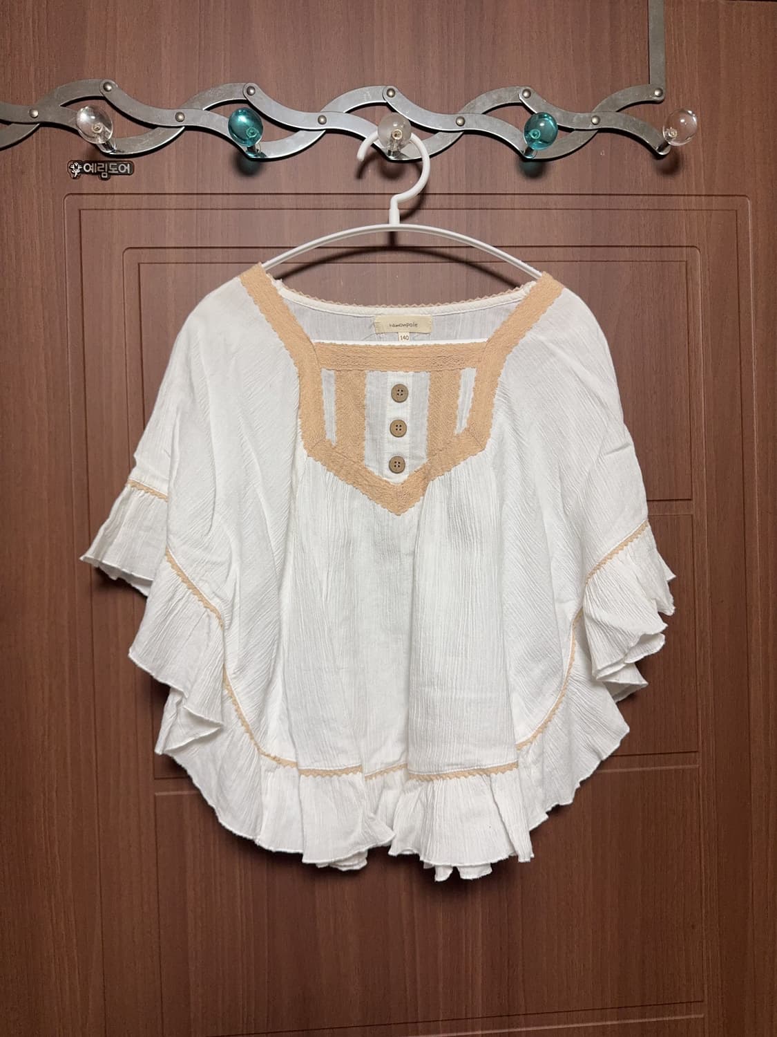 모리걸 하구미 라떼갸루 일본 빈티지 우드단추 판쵸 블라우스 상품이미지1