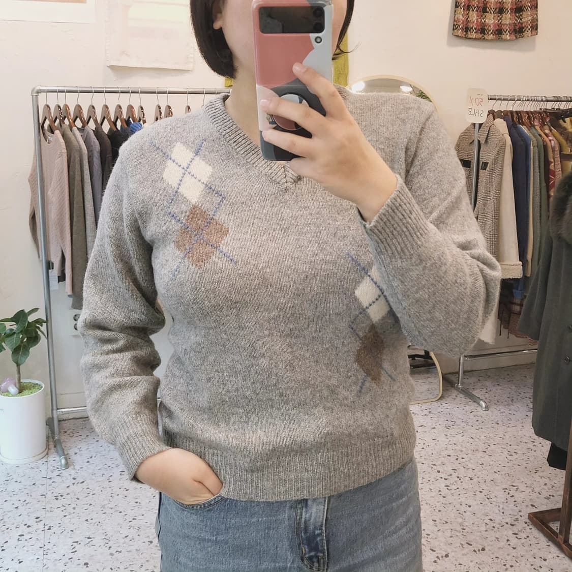 Anello 뉴울100 아가일 니트 상품이미지10