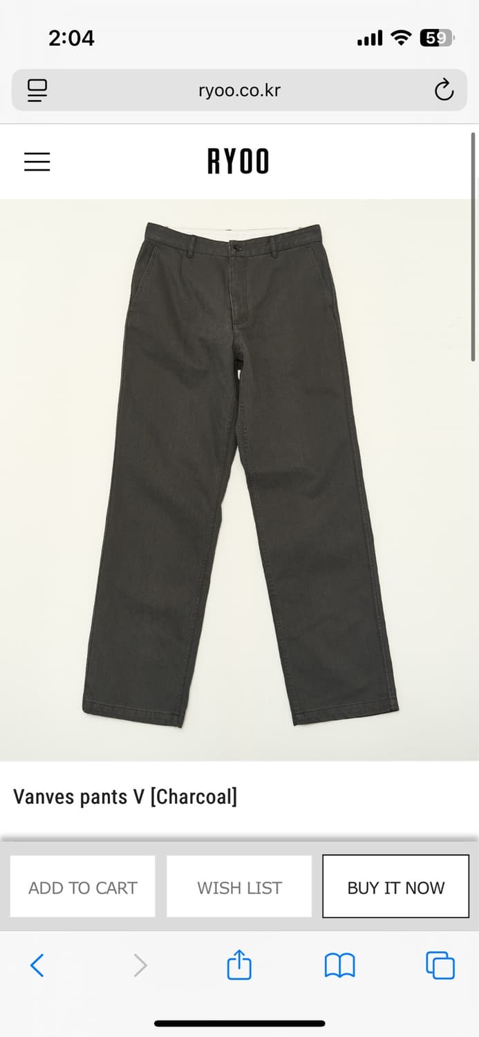 Ryoo Vanves pants V [Charcoal] L 상품이미지1