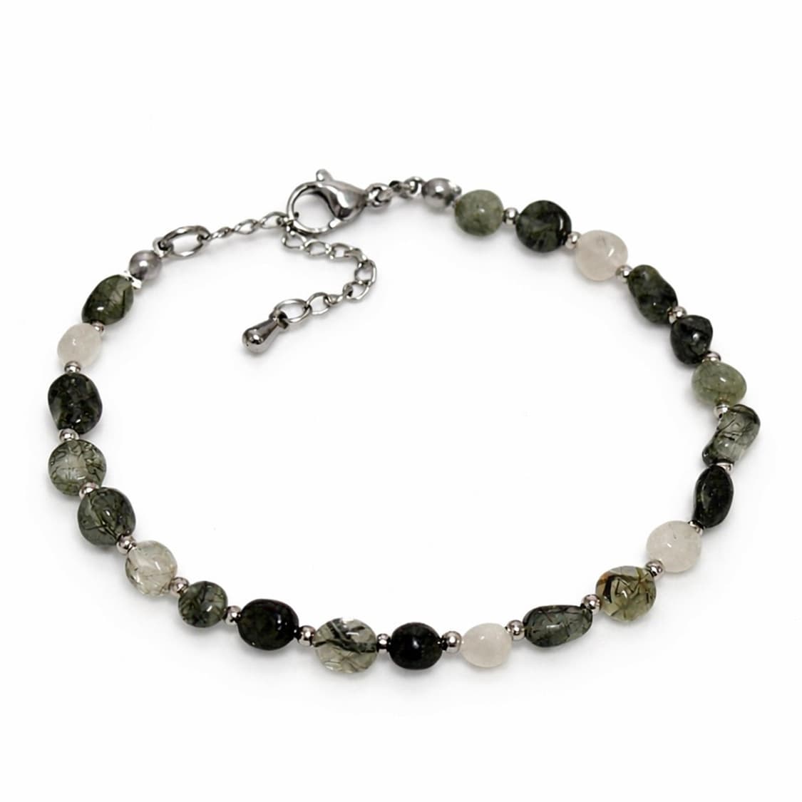 (핸드메이드) 천연석 녹침수정 그린 퀄츠 원석팔찌 상품이미지1