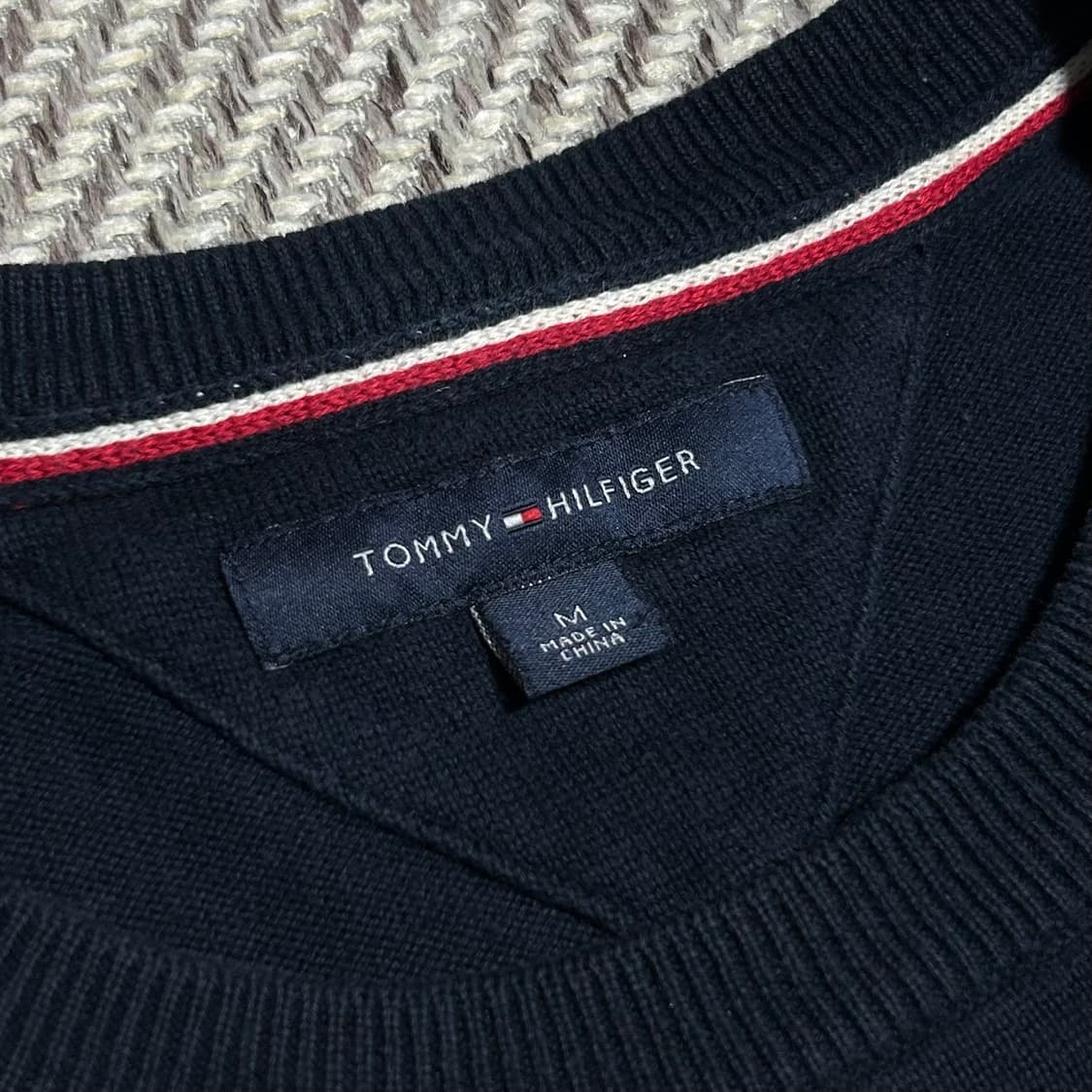 [M] Tommy 타미힐피거 네이비 코튼 라운드 니트 상품이미지5