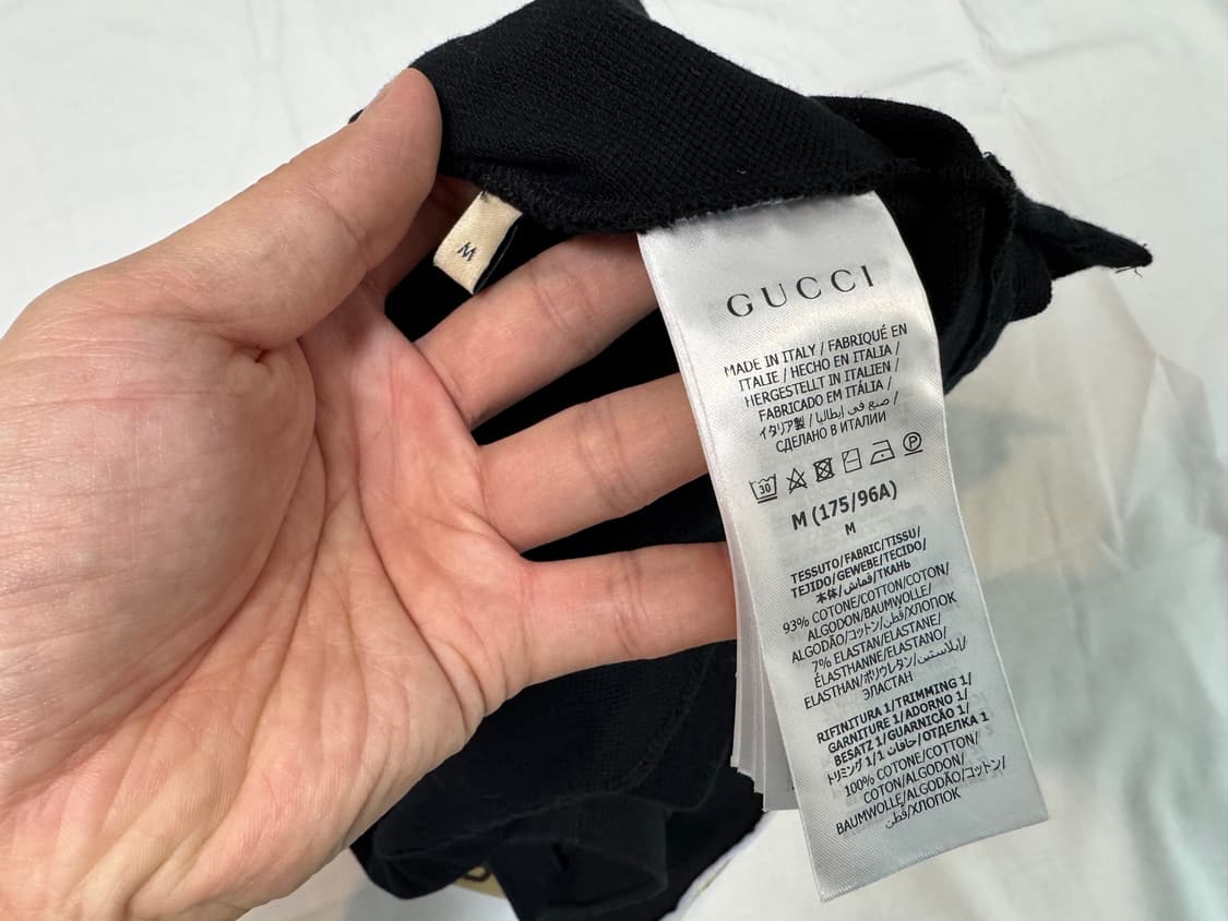 M] 구찌 인터로킹 GG스트라이프 폴로 블랙 반팔 상품이미지4