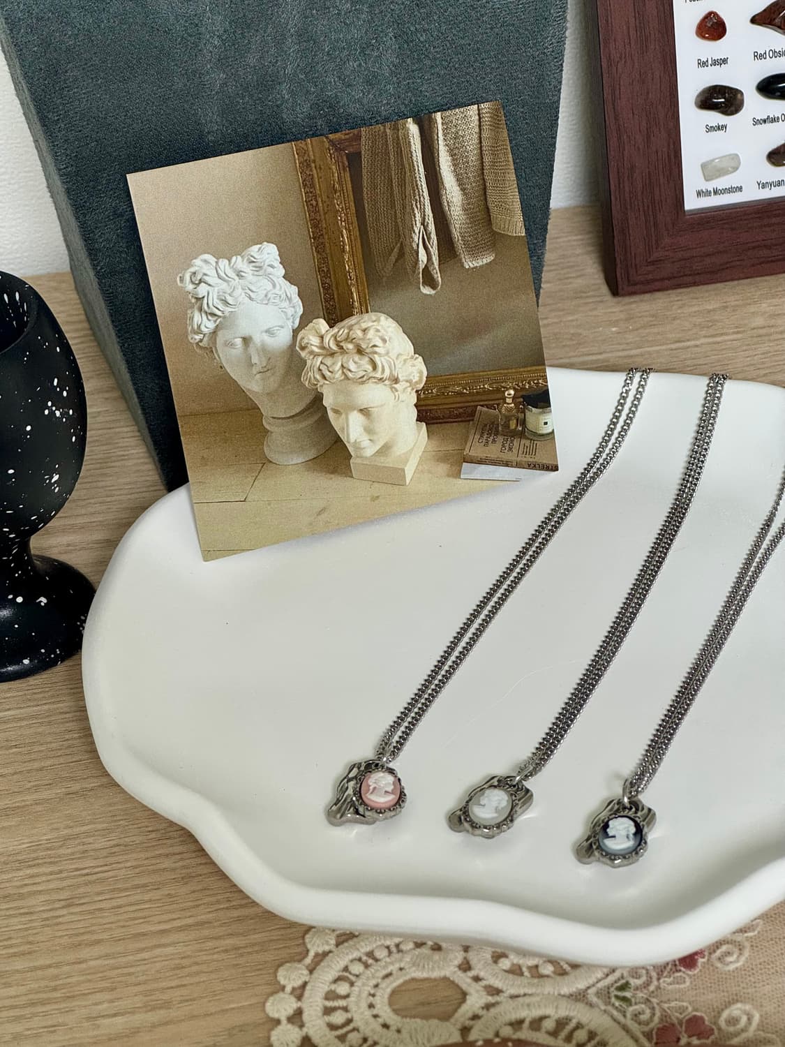 그 자체로 아트🧑‍🎨 까메오 써지컬 롱목걸이-블랙🖤 상품이미지3