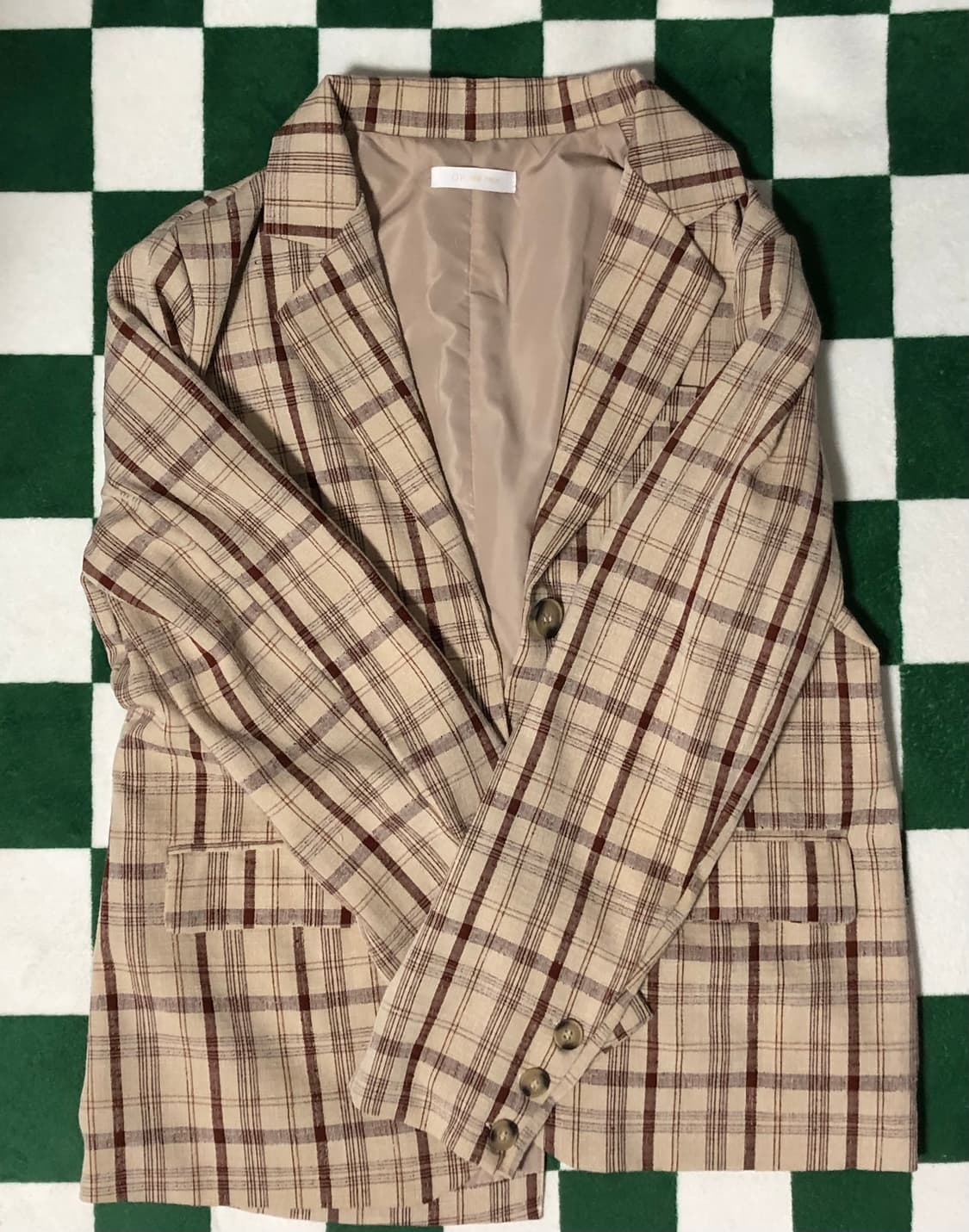 보세 빈티지 체크 무늬 자켓 상품이미지3