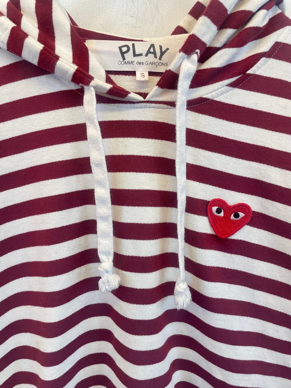 꼼데가르송 PLAY 스트라이프 롱슬리브 S:)단가라후드티S 긴팔면티셔츠 상품이미지3