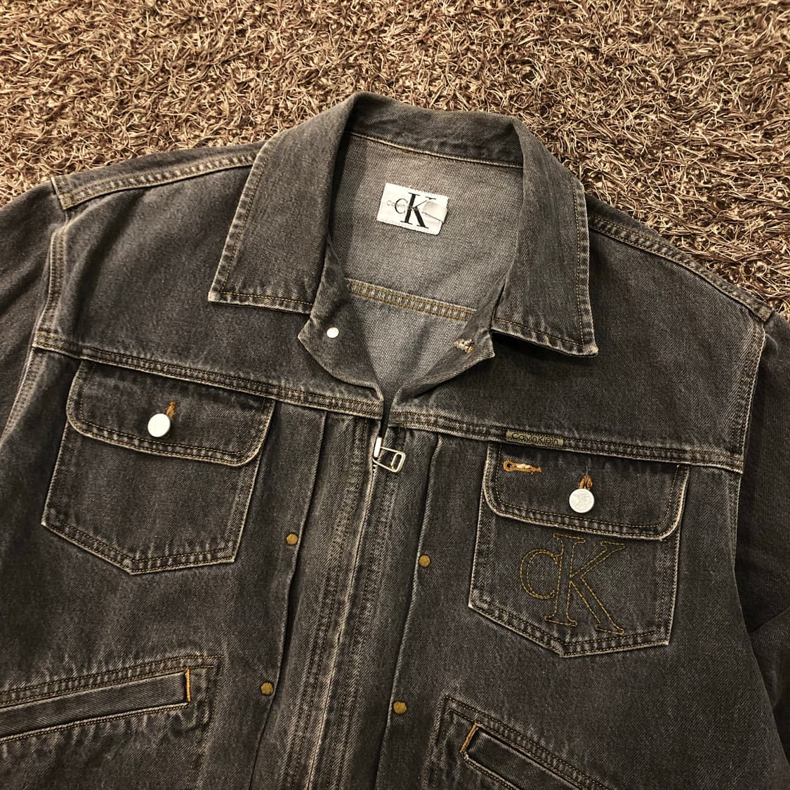 캘빈클라인 90s 흑청 데님 집업 자켓 상품이미지2