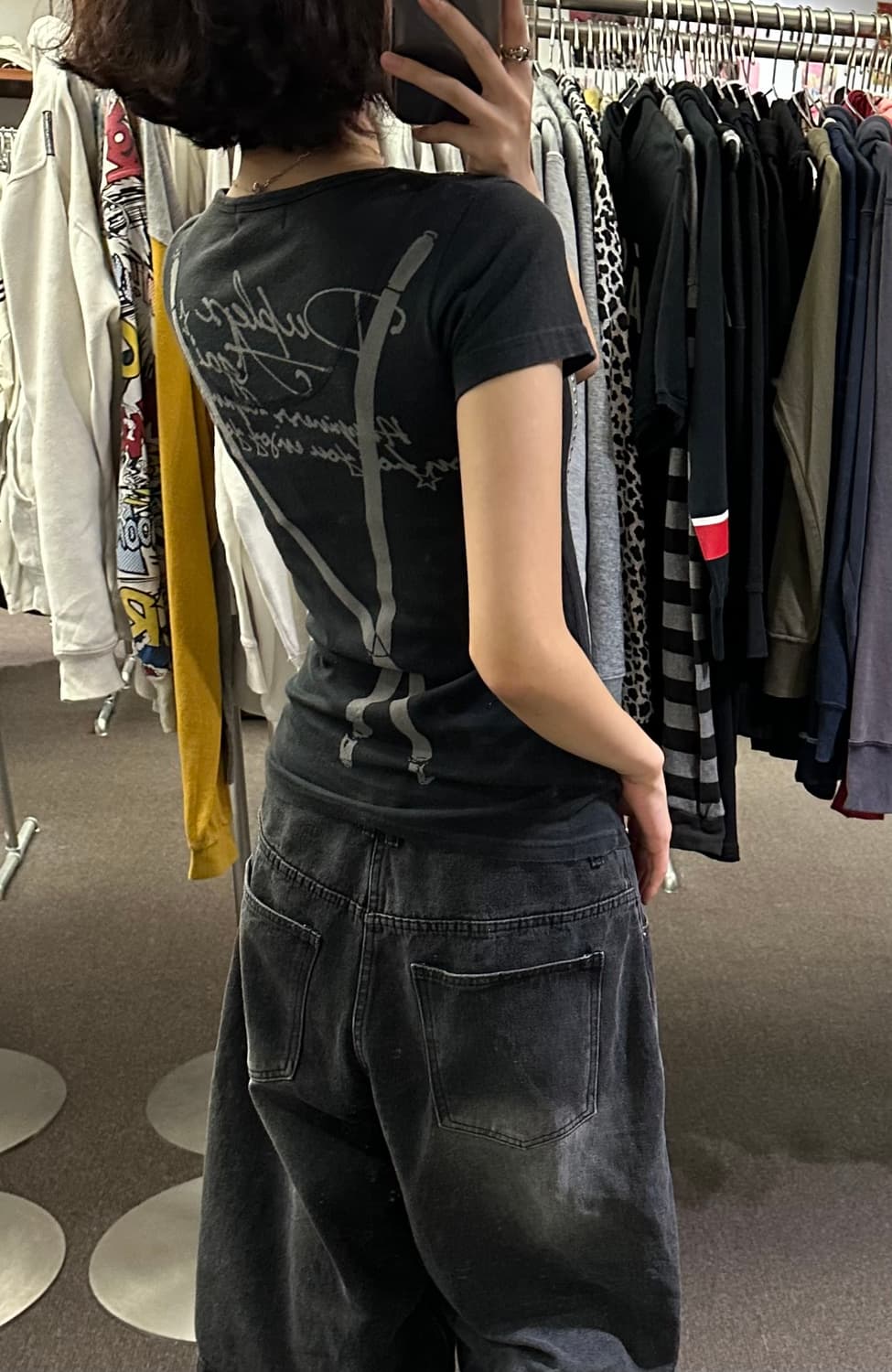 M)Japanese vintage y2k 스터드 그래픽 반팔 상품이미지3