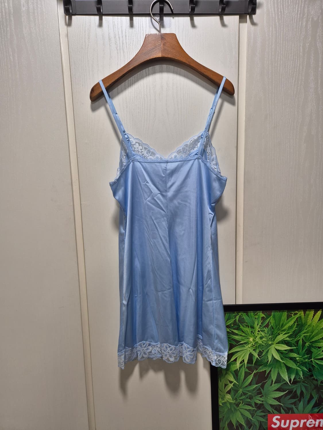 (세일)JPN VTG.하늘색 레이스 슬립 탑 상품이미지10