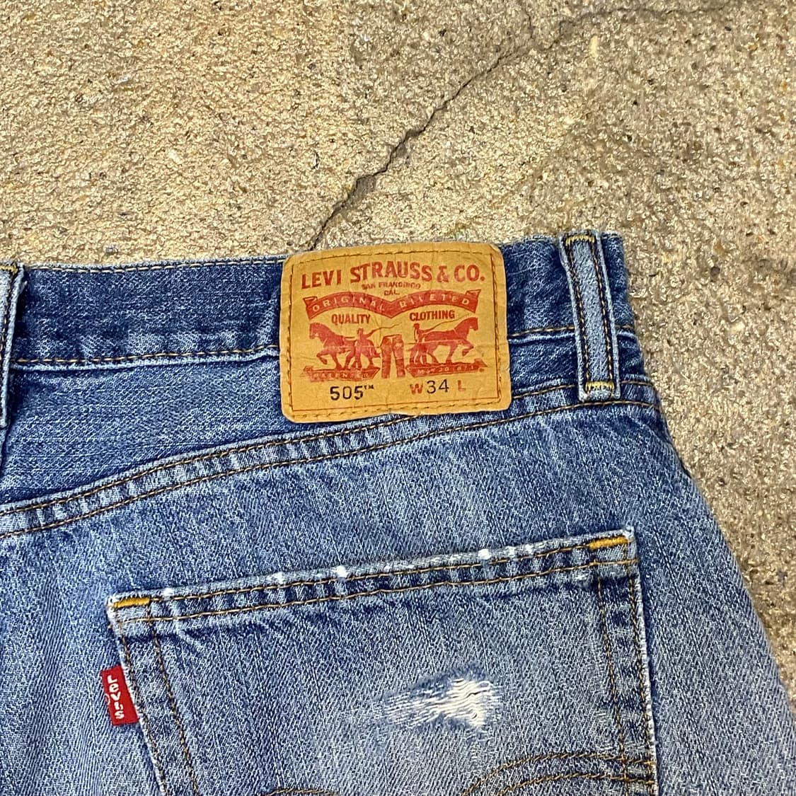 미국 빈티지 리바이스 505 찢청 연청바지 34 상품이미지10