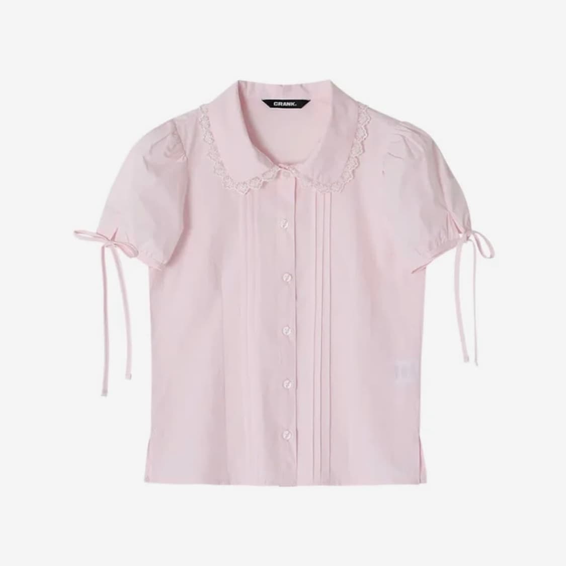 크랭크 핀턱 레이스 카라 블라우스 핑크 상품이미지1