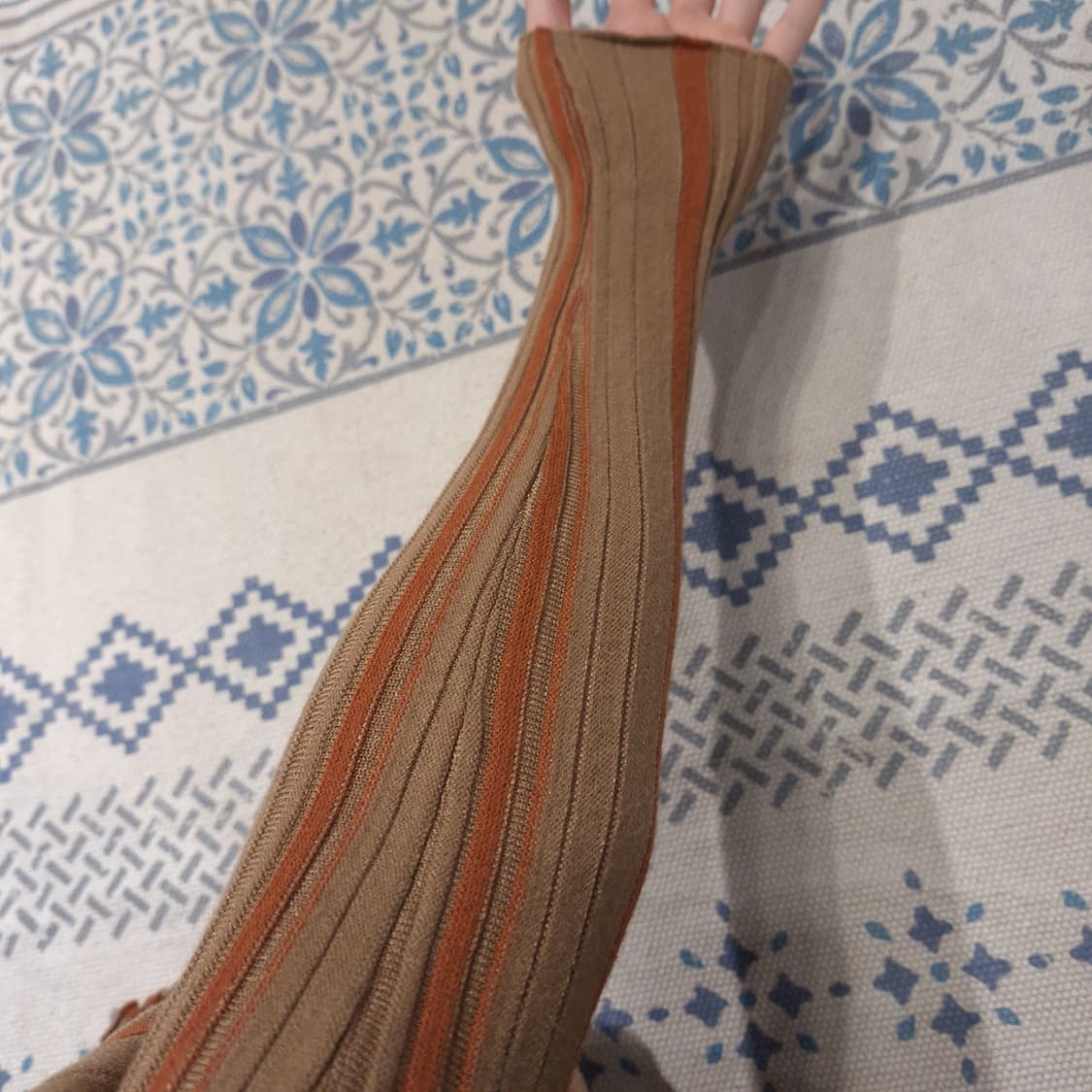 빈티지 JP 브라운 오렌지 스트라이프 젠더리스 슬림핏 골덴 긴팔 티셔츠 상품이미지4