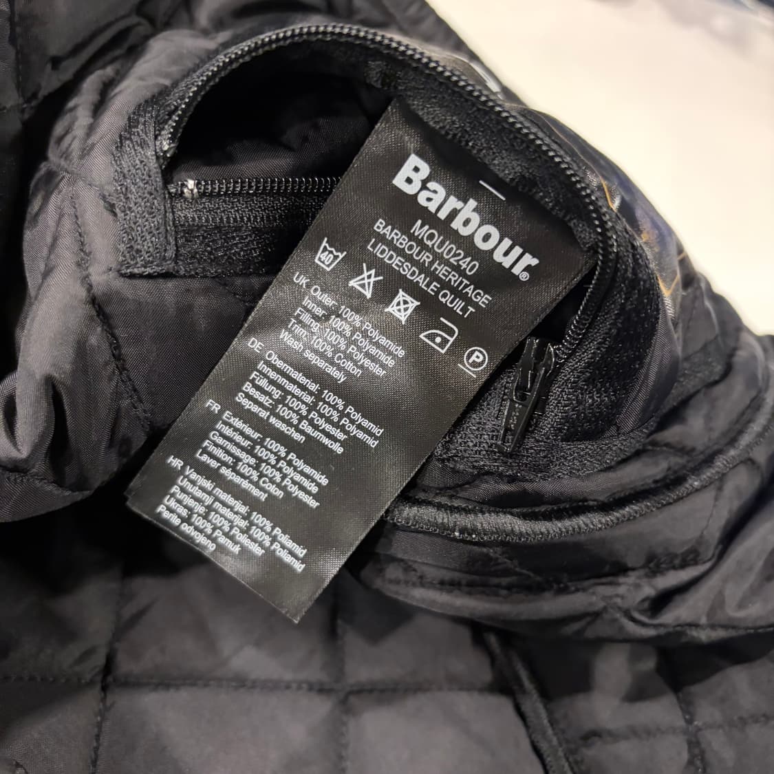 [M] 바버 헤리티지 리데스데일 블랙 퀼팅 자켓 코듀로이 카라 D87 상품이미지8