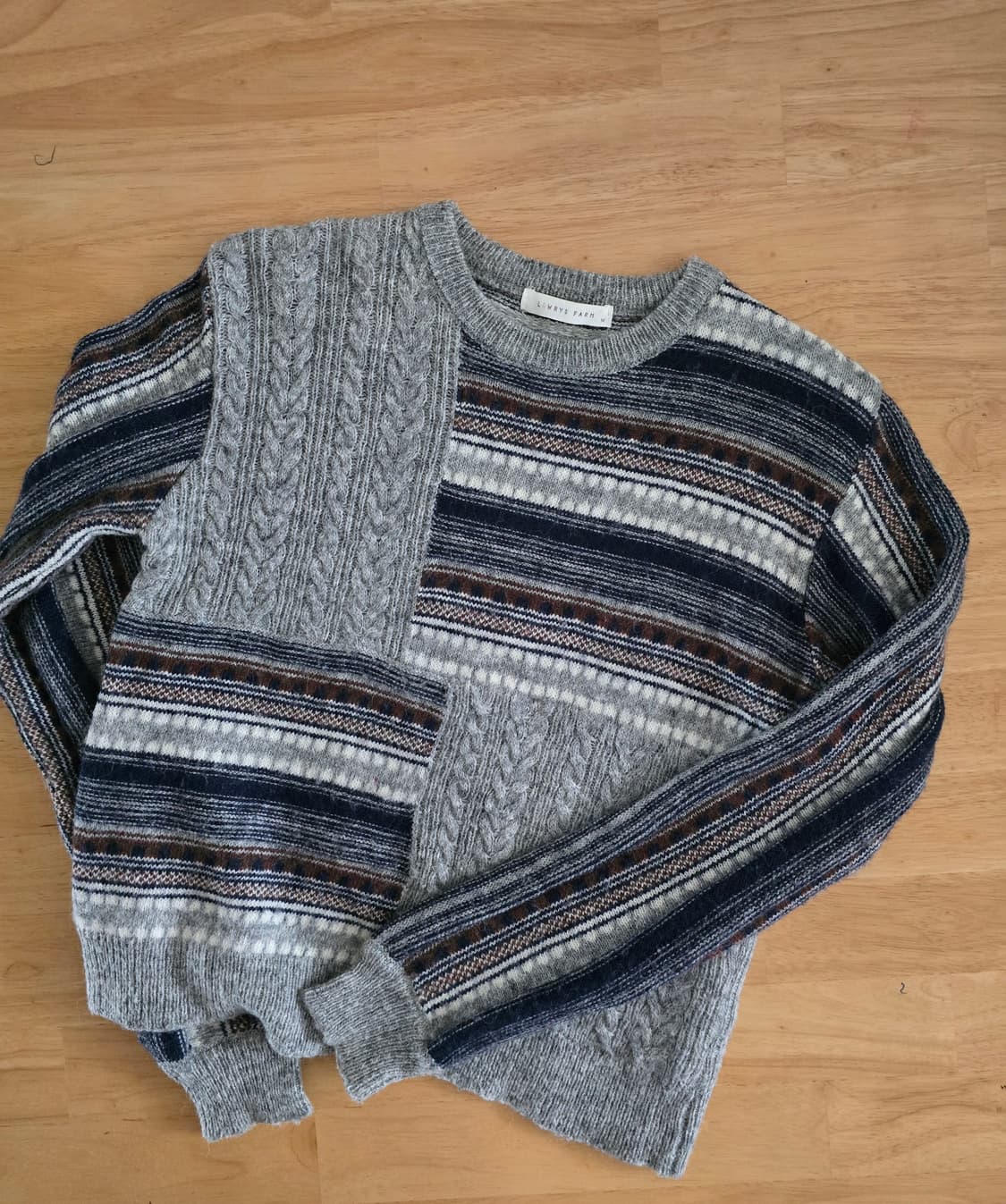 패치워크 케이블 울 니트 상품이미지1