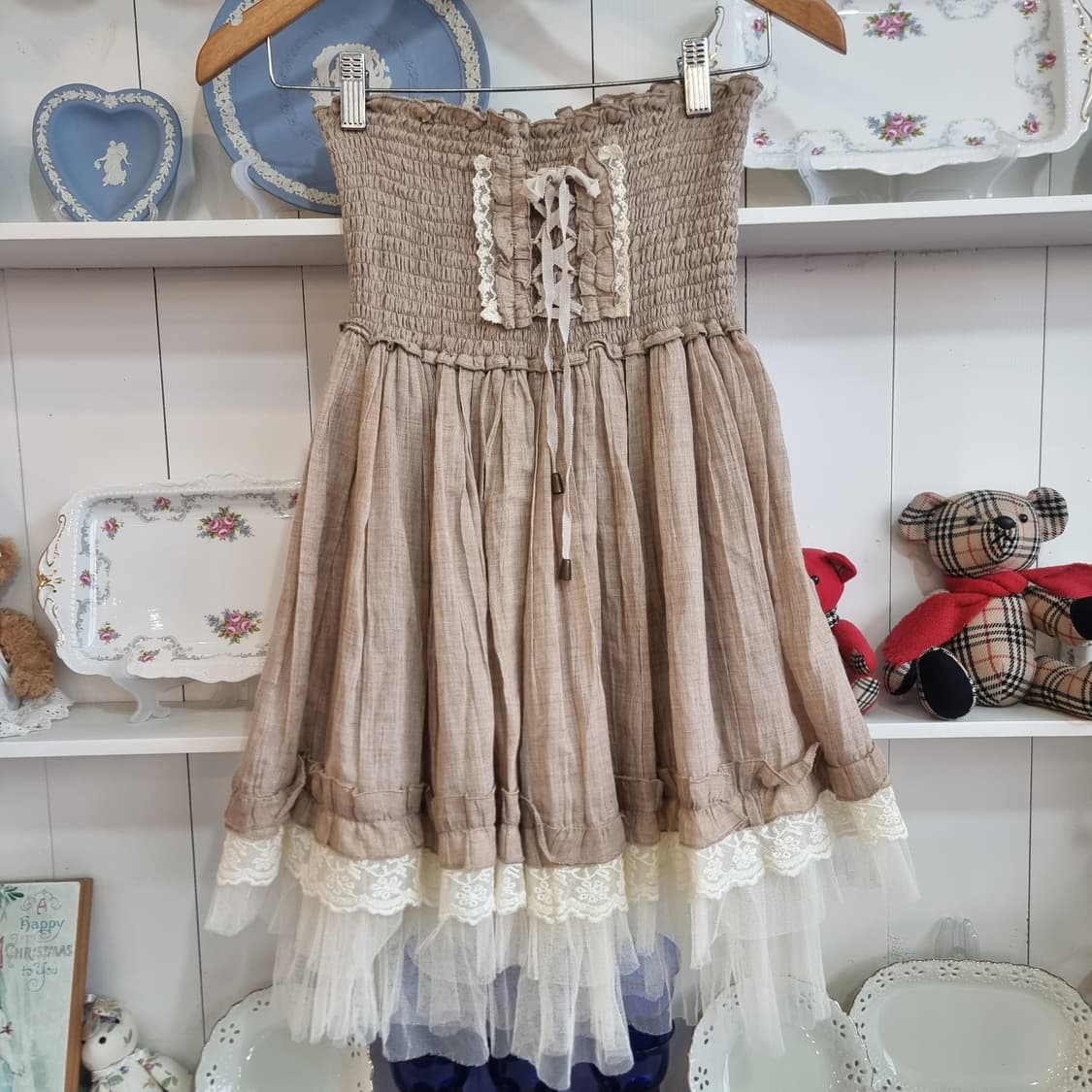 레이스 캉캉 튜브탑 미니 원피스 상품이미지1