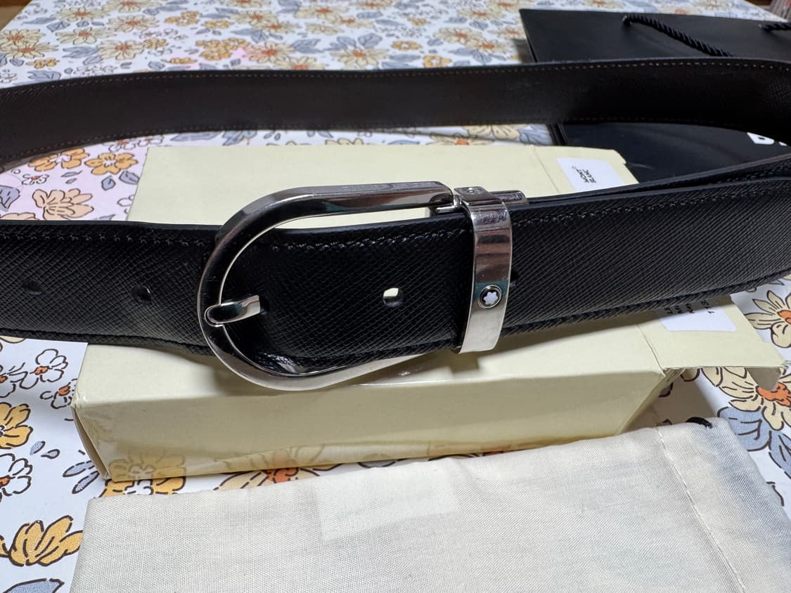 몽블랑 남성 양면 가죽 벨트 블랙/브라운 100cm 상품이미지2