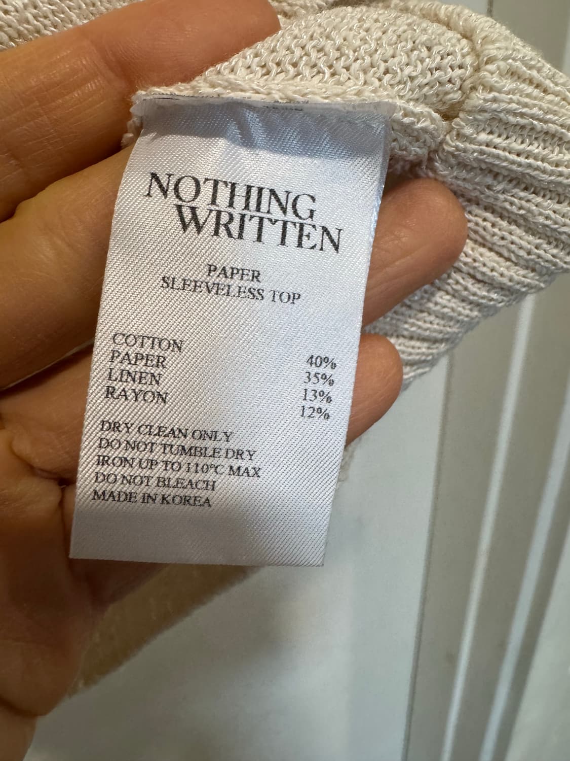 낫띵리튼 페이퍼 슬리브리스 탑 상품이미지4