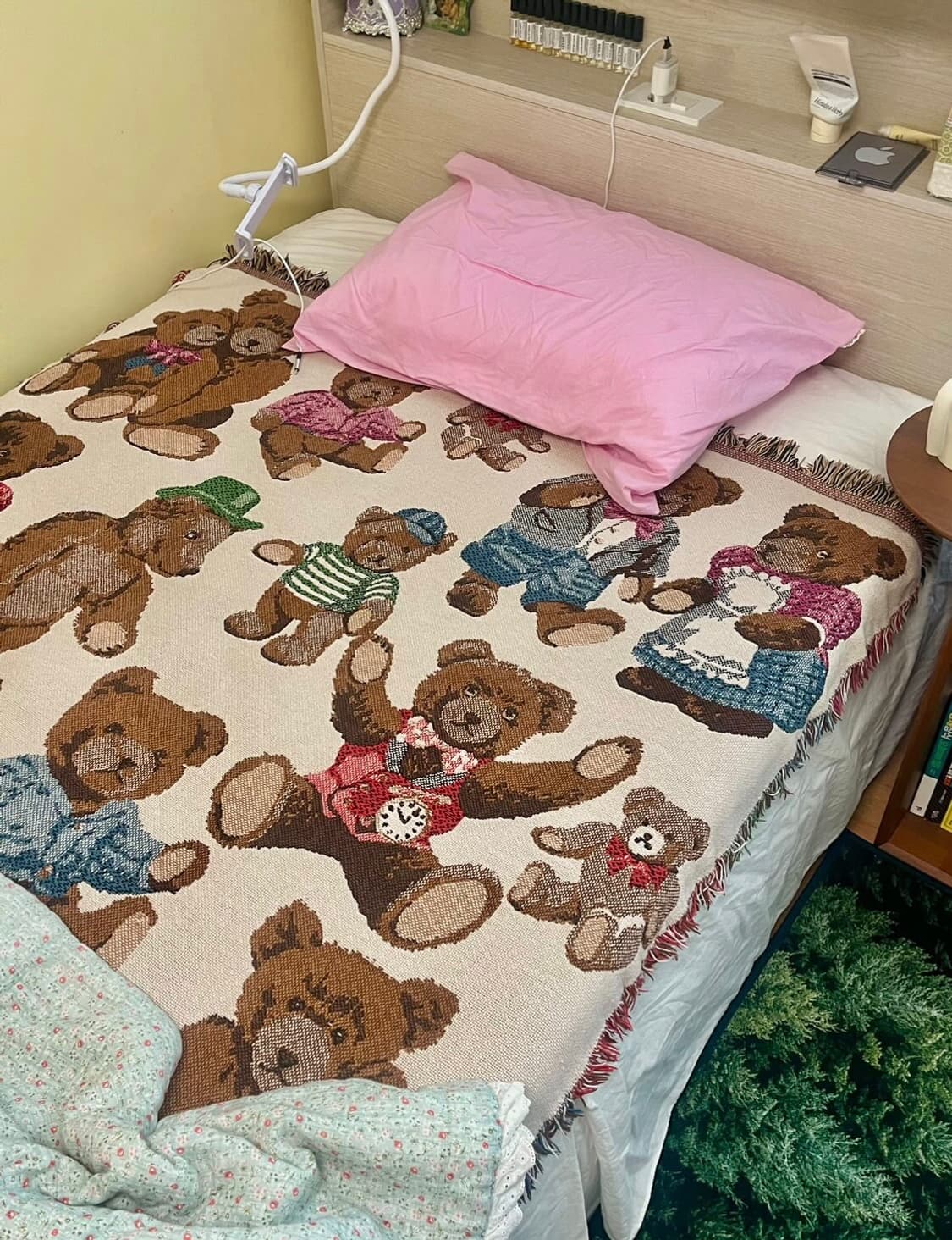 테디베어 곰돌이 프린지 블랭킷 러그 담요 상품이미지2