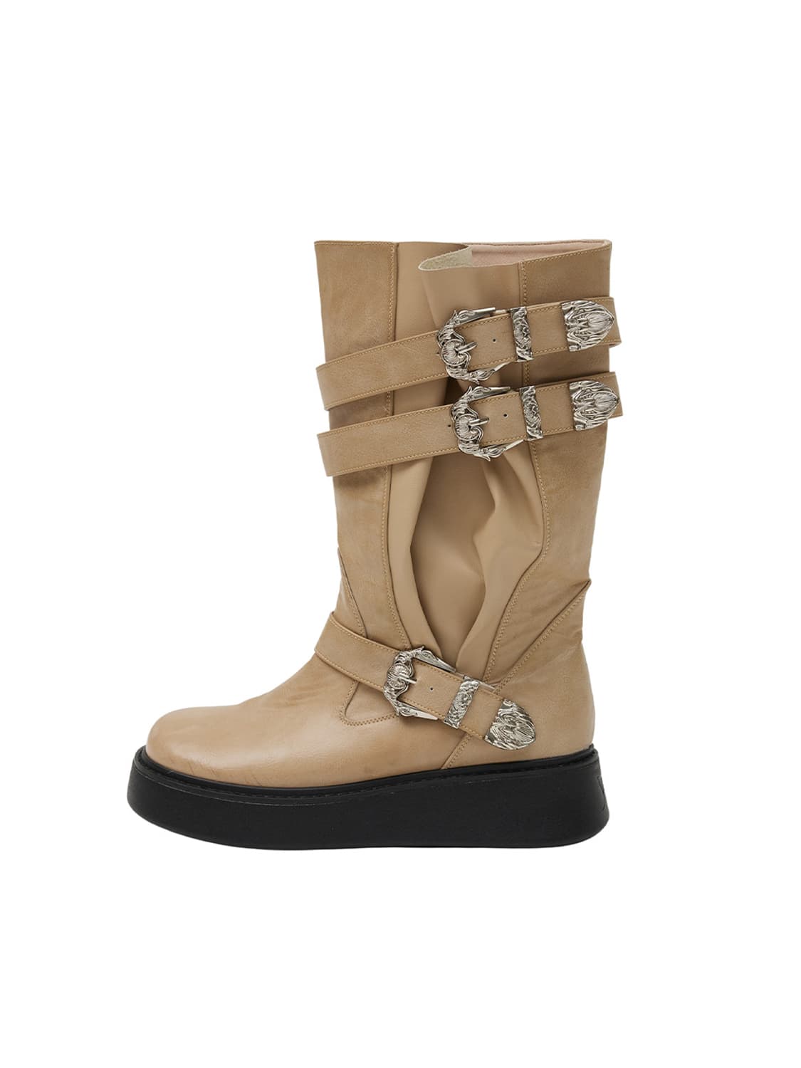 Yeel 웨스턴 버클 폴딩 부츠 베이지 상품이미지3