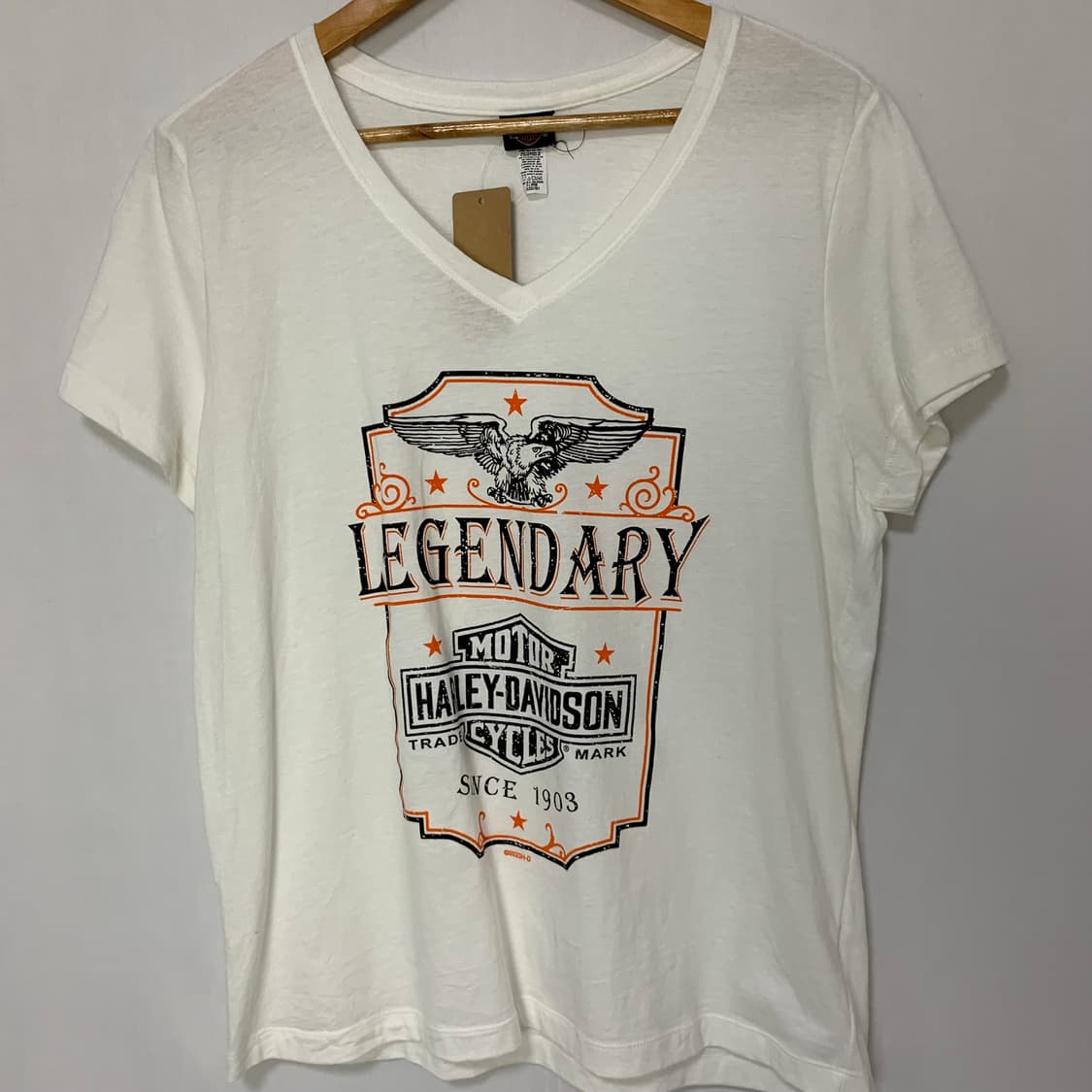할리데이비슨 빈티지 브이넥 화이트 반팔 티셔츠 XL 남녀공용 상품이미지2