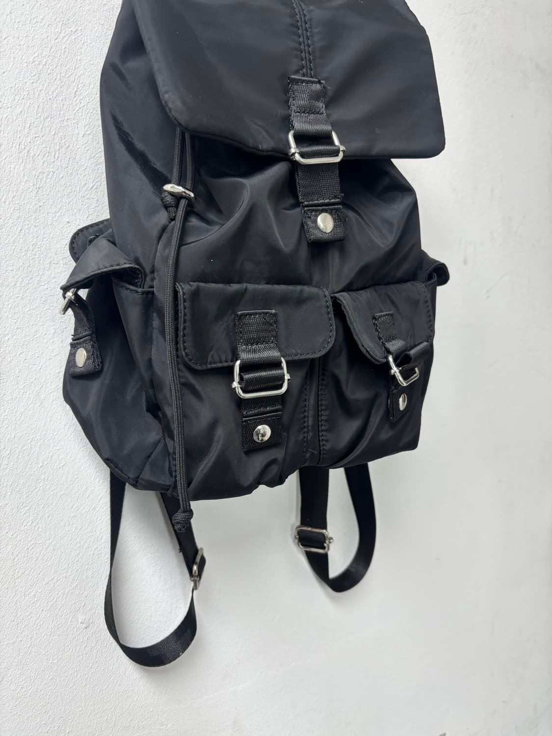 Y2K Mood Black Multi Pocket Nylon Bag 상품이미지2