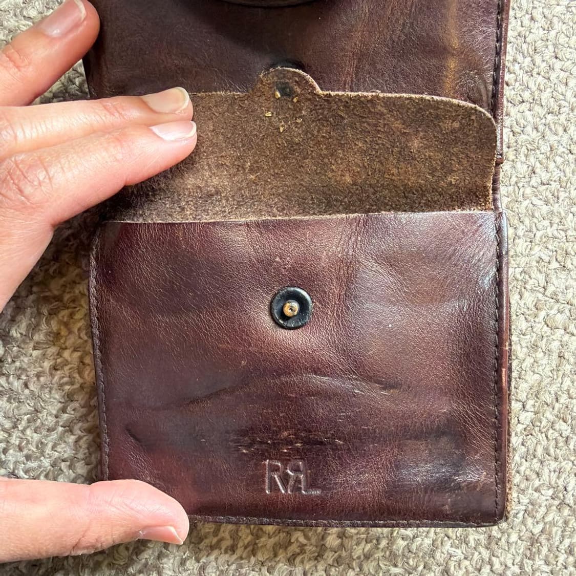RRL 더블알엘 콘초 레더 월렛 다크 브라운 상품이미지4