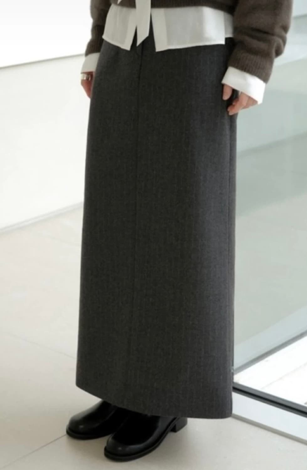 (새상품) 하우투러브미 스트라이프 기모 스커트 M  상품이미지2